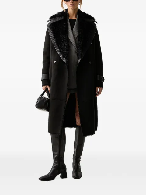 Patrizia Pepe belted shearling-collar coat