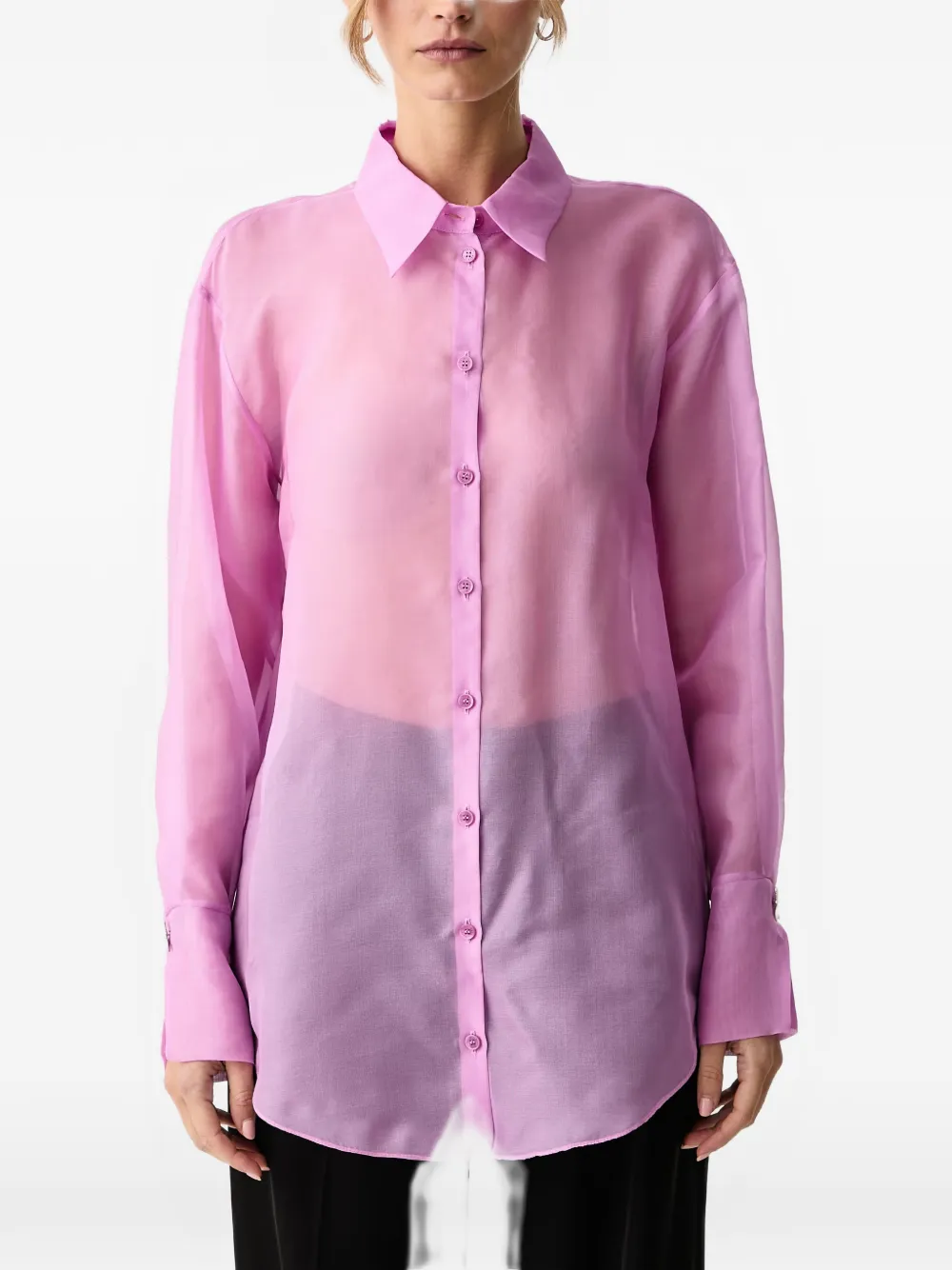 Patrizia Pepe sheer button-up shirt - Rosa
