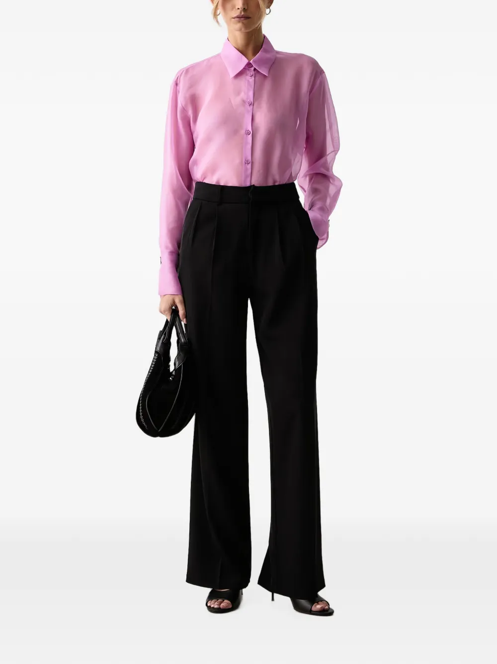 Patrizia Pepe sheer button-up shirt Roze