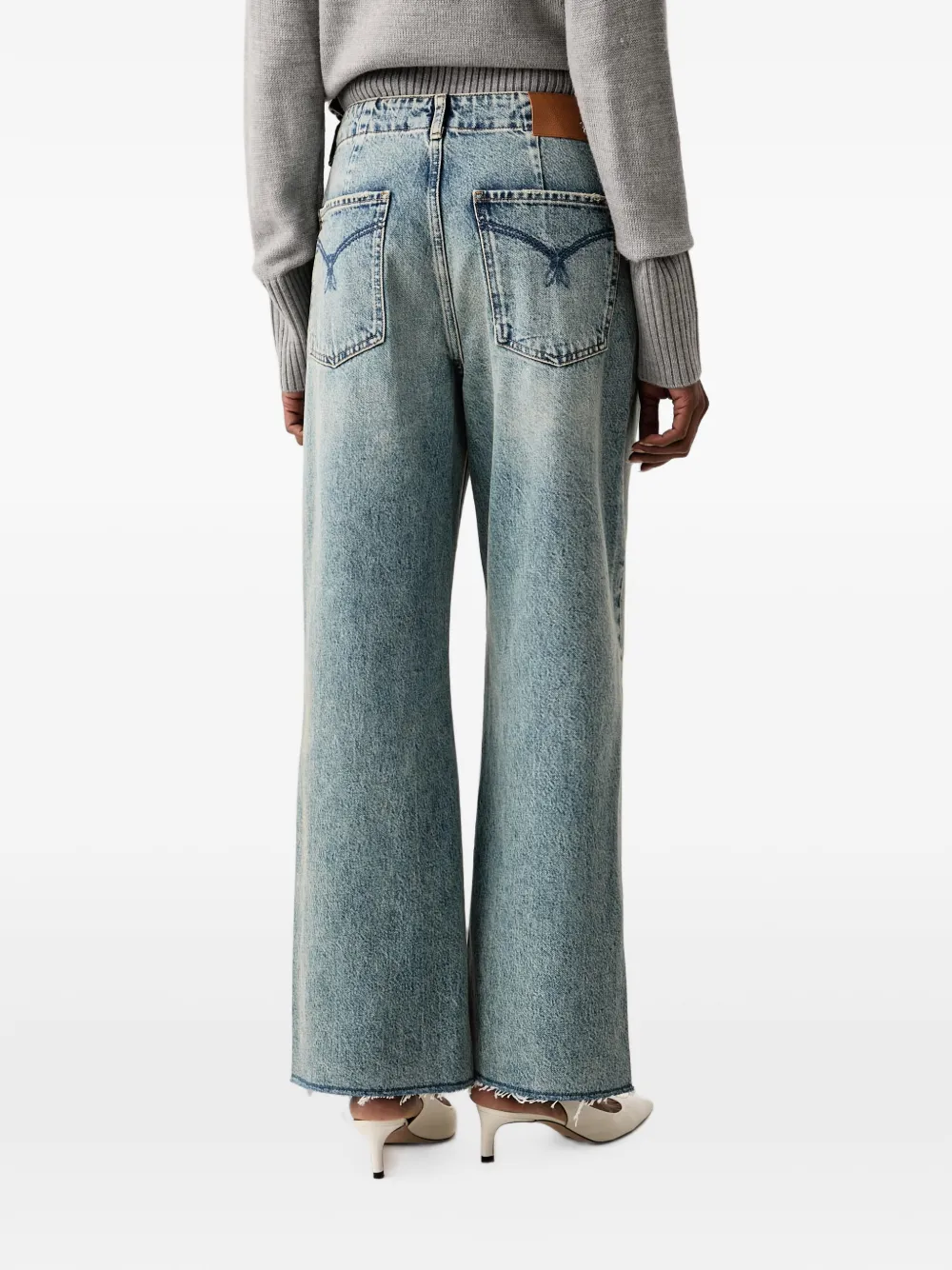 Patrizia Pepe Gerafelde jeans met knoopsluiting Blauw