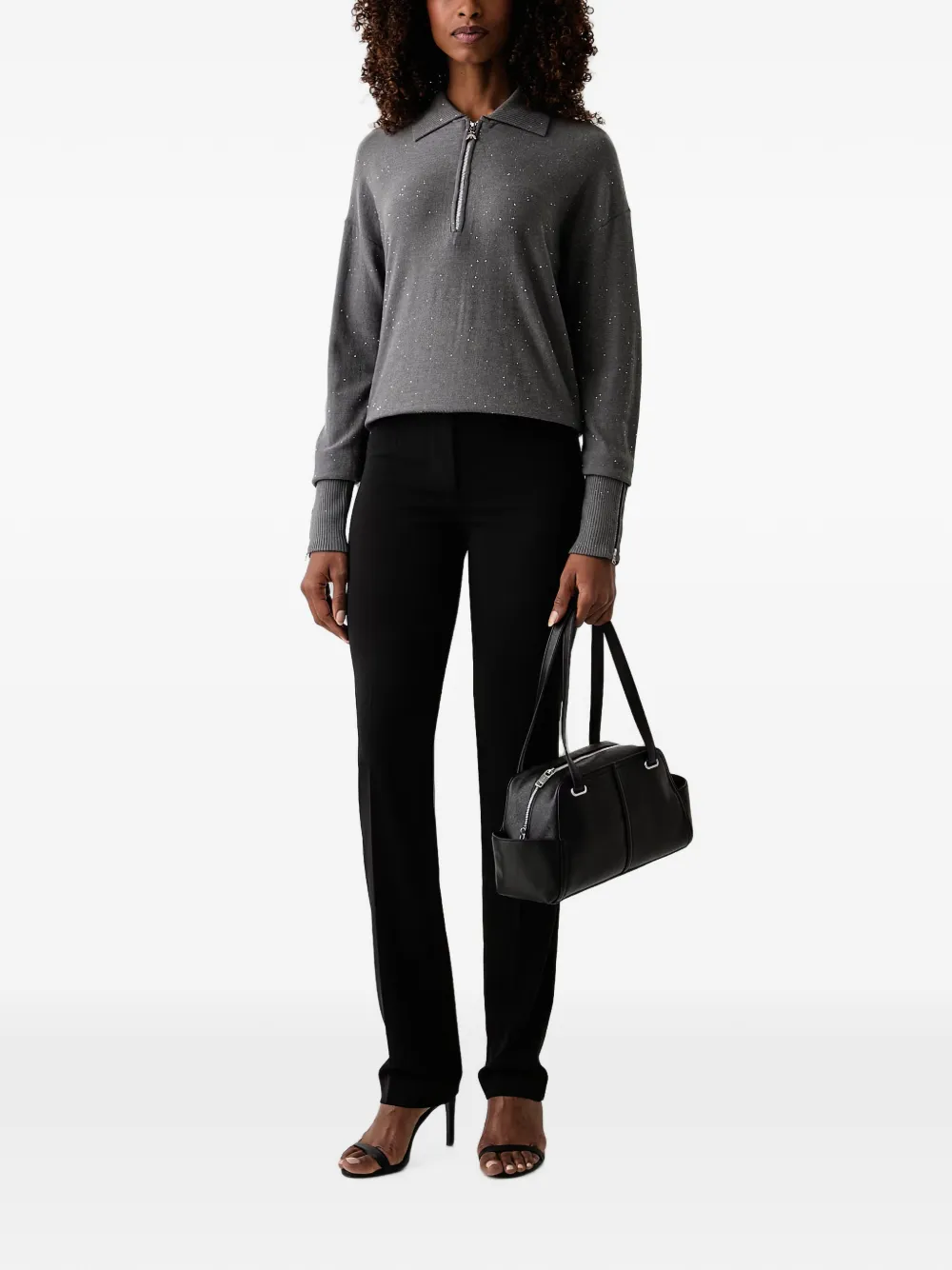 Patrizia Pepe Slim-fit broek met Fly-plakkaat Zwart