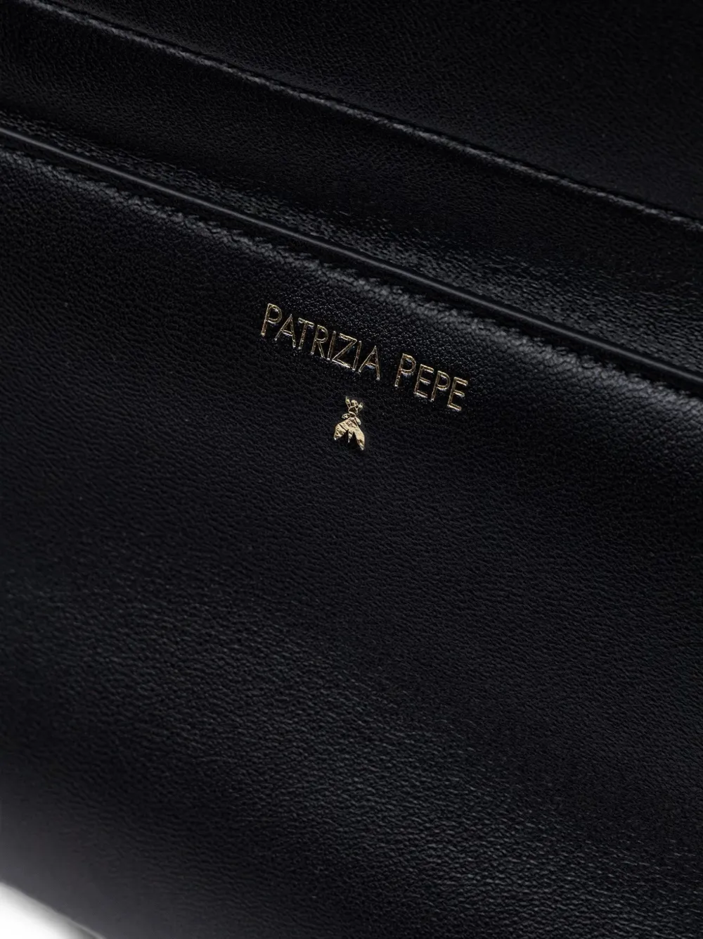 Patrizia Pepe Leren shopper met logoprint Zwart