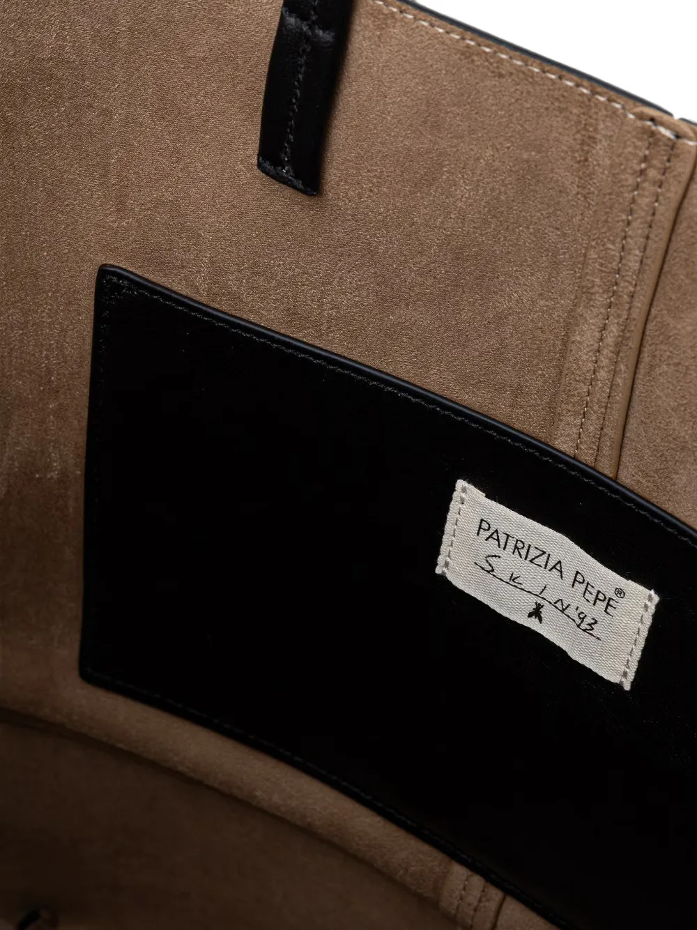 Patrizia Pepe Leren shopper met logoprint Zwart