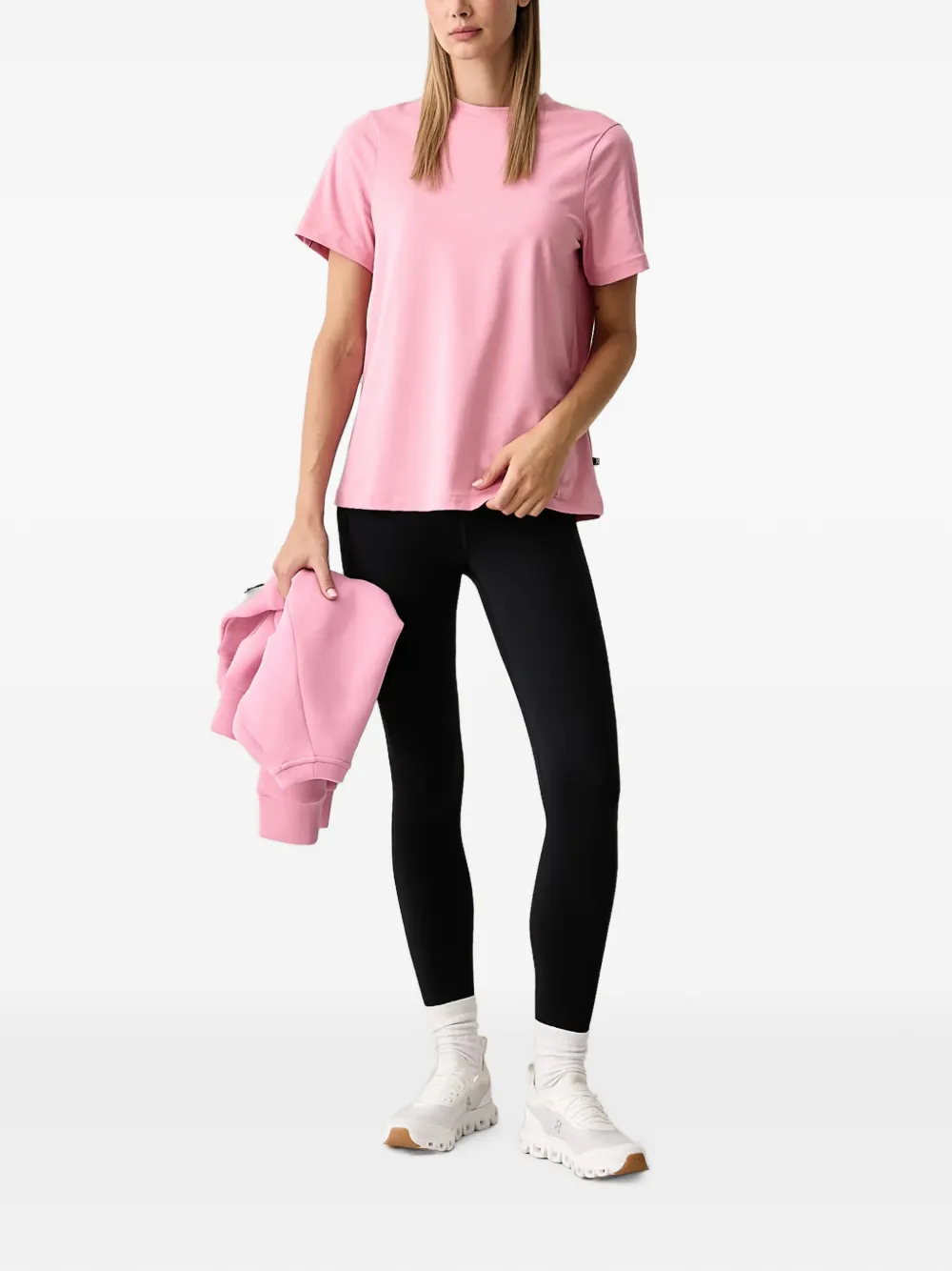 On Focus T-shirt met c trasterende afwerking Roze