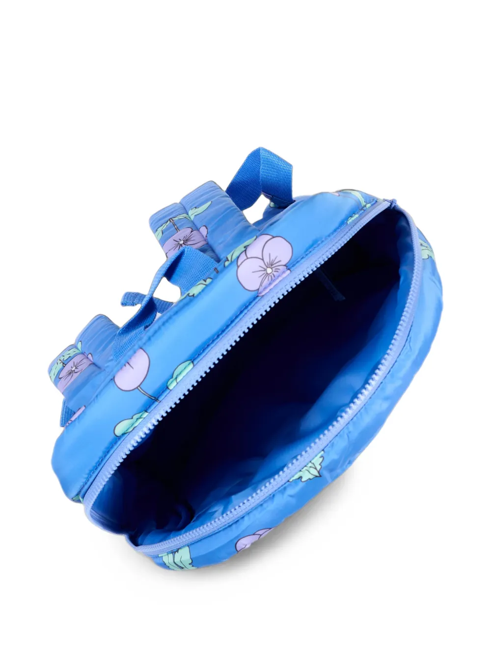 Mini Rodini Gewatteerde rugzak met bloemenprint Blauw