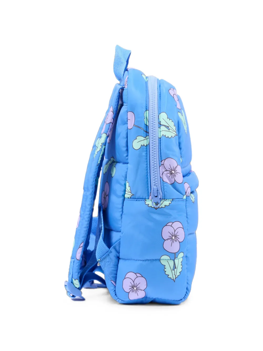 Mini Rodini Gewatteerde rugzak met bloemenprint Blauw
