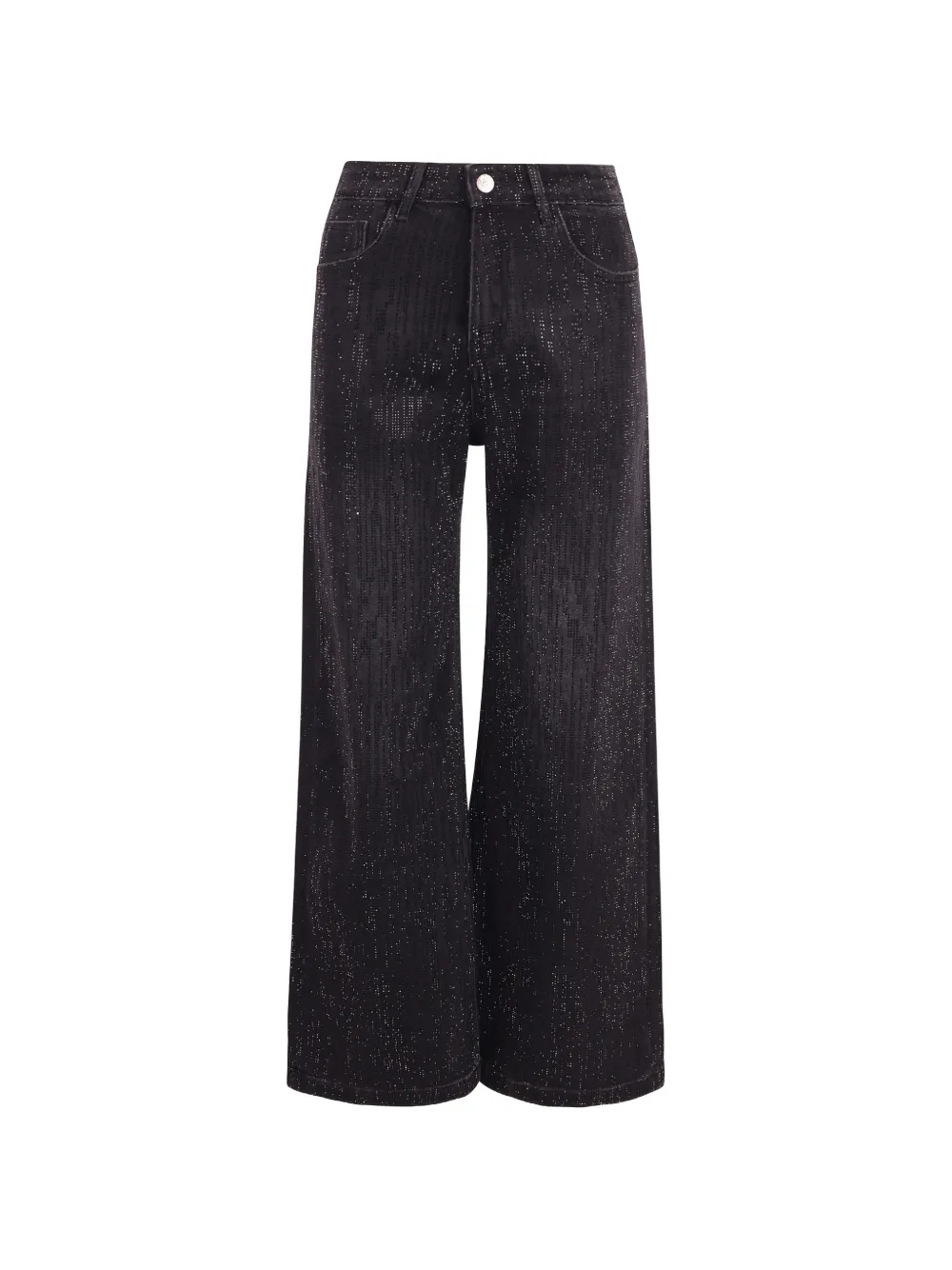 Jovonna rhinestone-embellished wide-leg jeans - Nero
