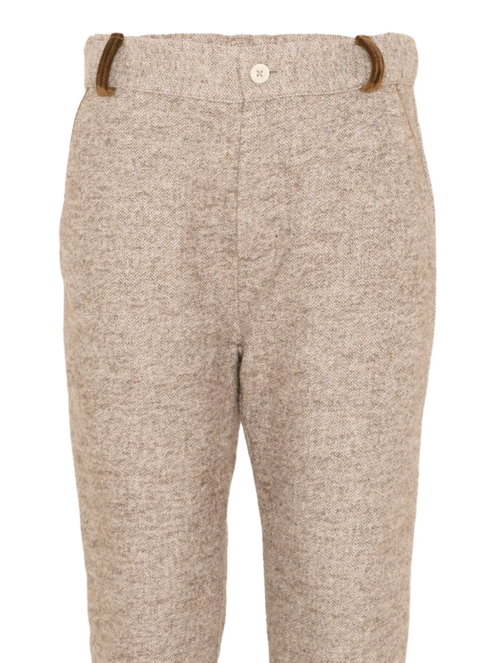 Patachou Katoenen broek met visgraat-patroon Beige