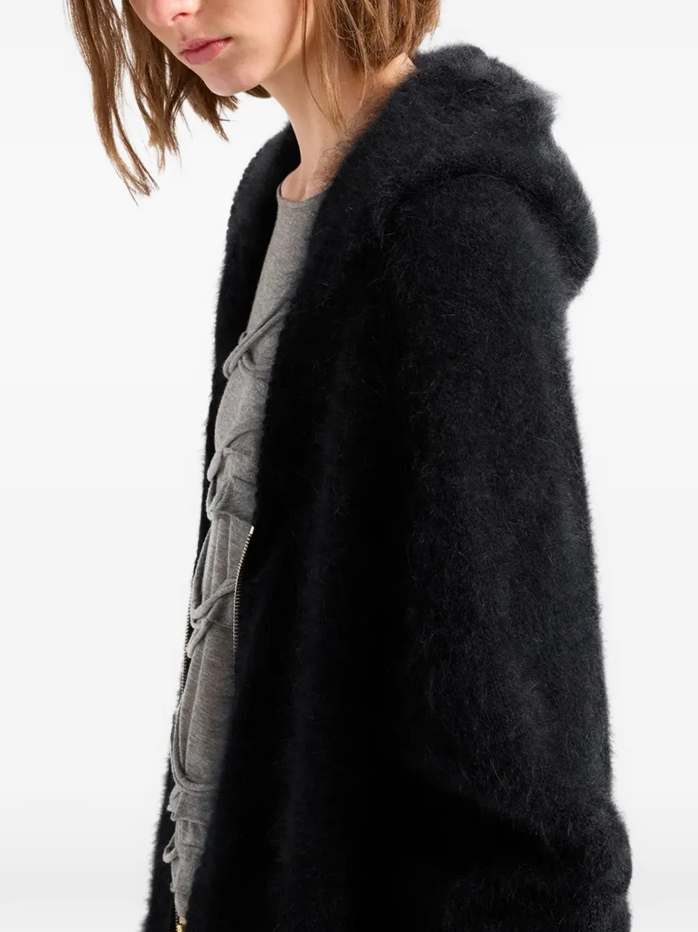 7 For All Mankind Pluizige hoodie met rits Zwart