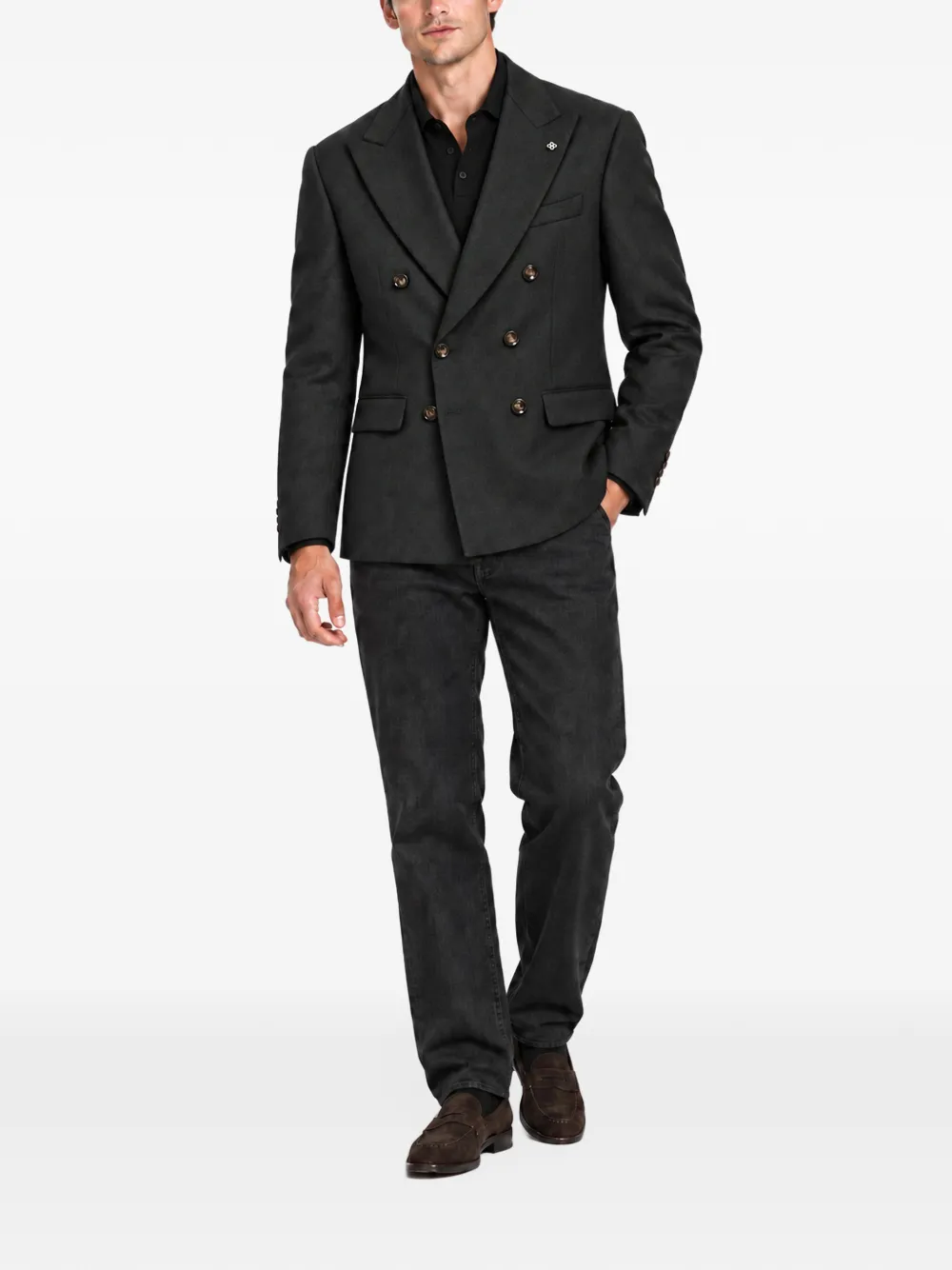 Tagliatore double-breasted peak-lapel blazer Zwart