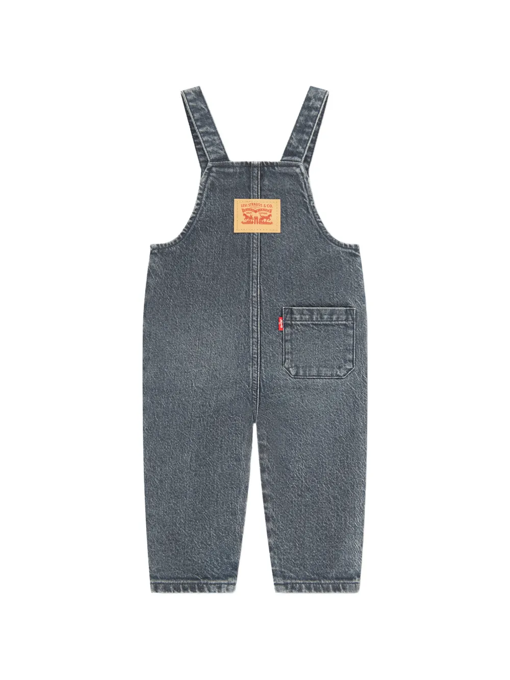 Levi's Kids acid-wash logo-patch dungarees Blauw