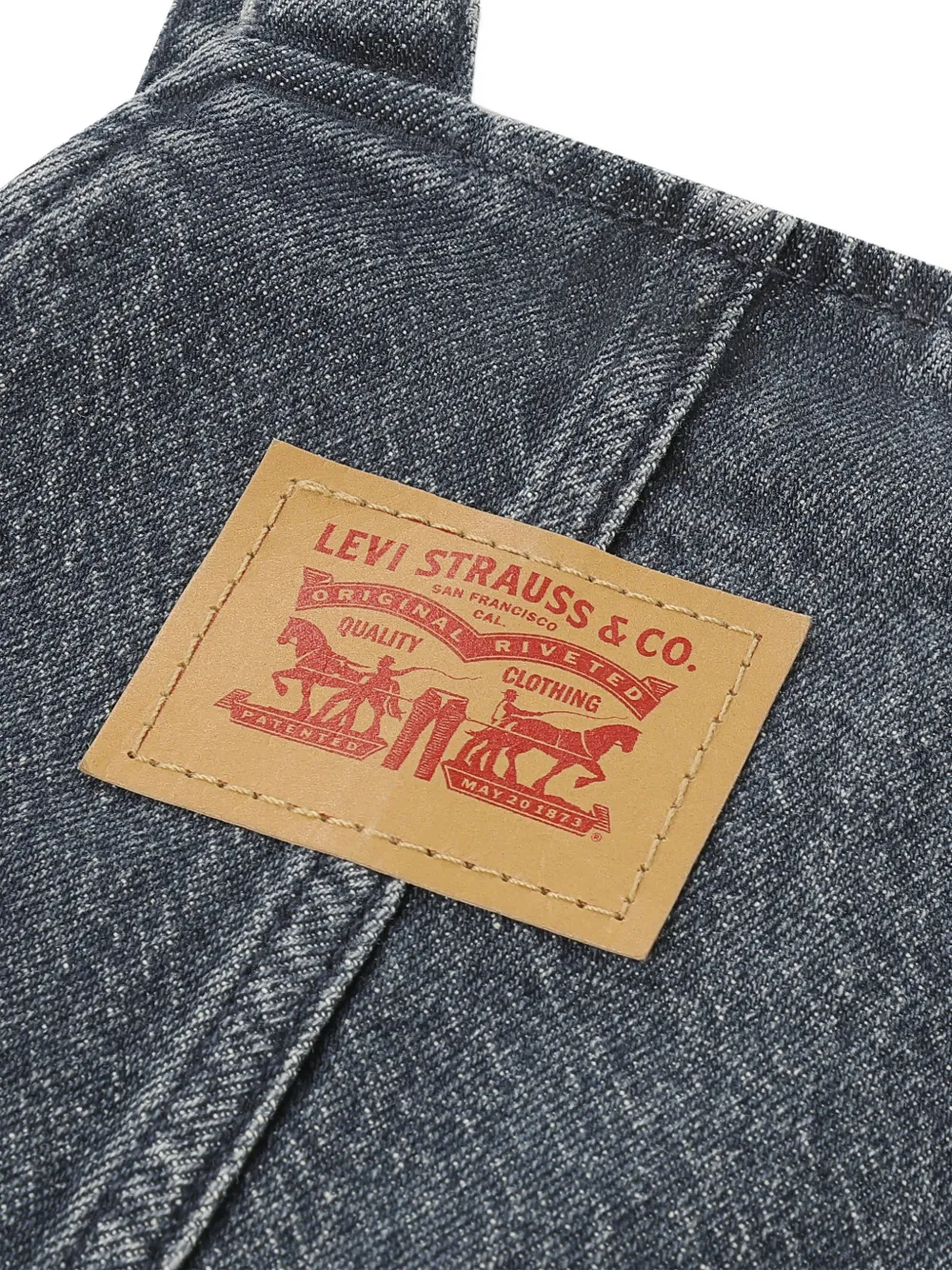 Levi's Kids acid-wash logo-patch dungarees Blauw
