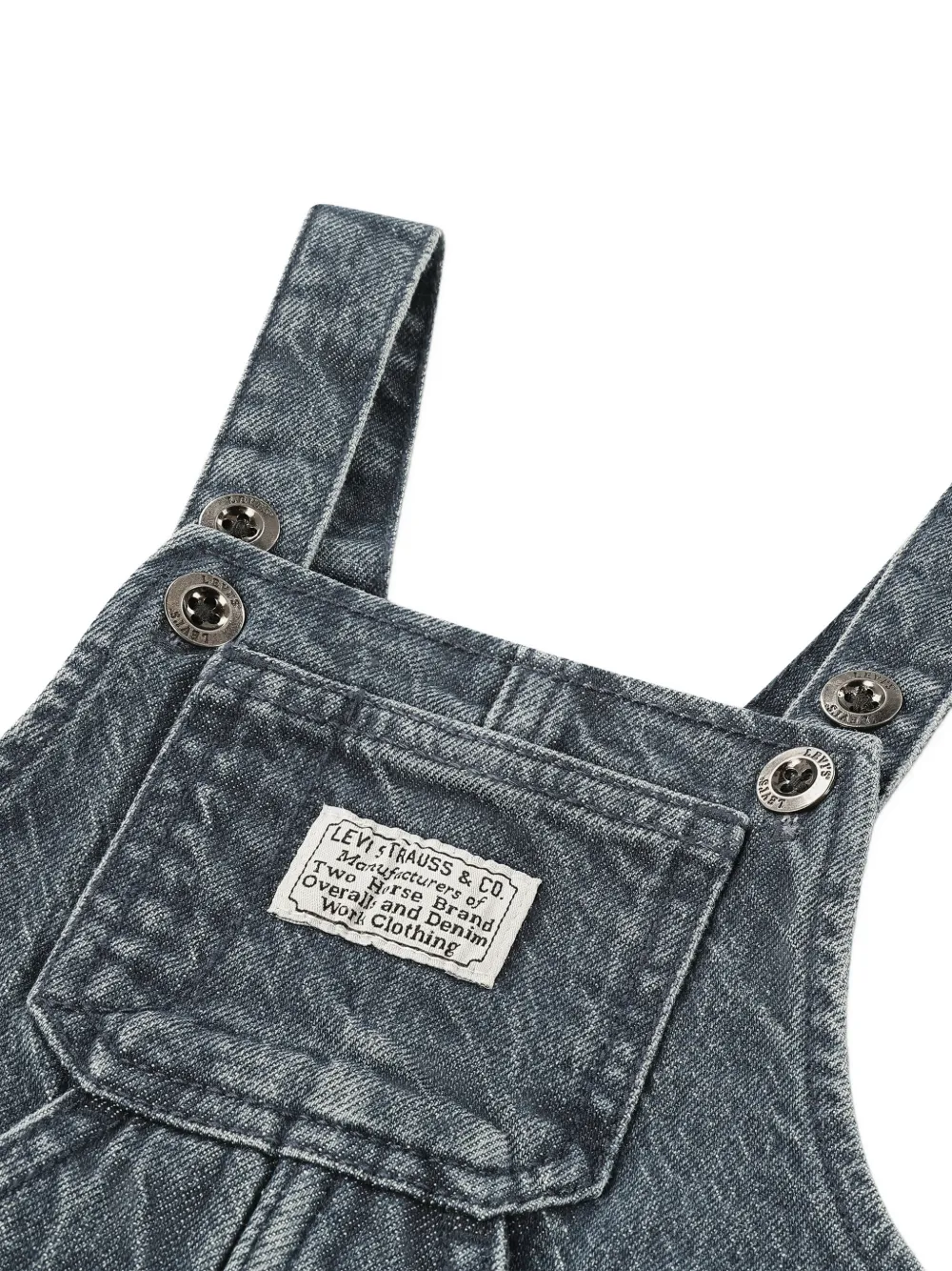 Levi's Kids acid-wash logo-patch dungarees Blauw