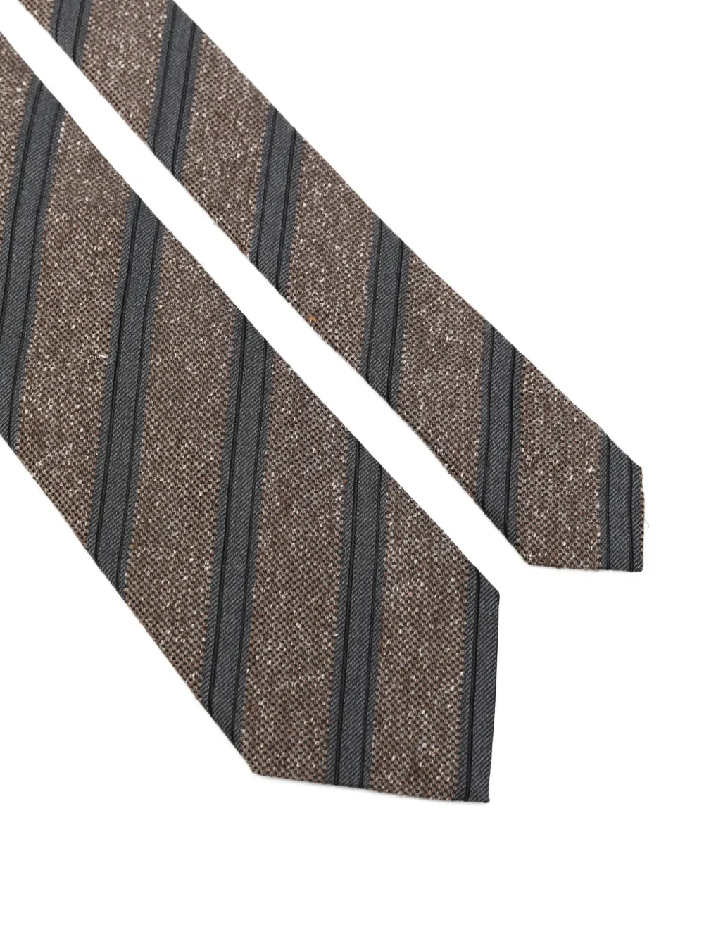 Zegna Gespikkelde stropdas met diagonale strepen Bruin