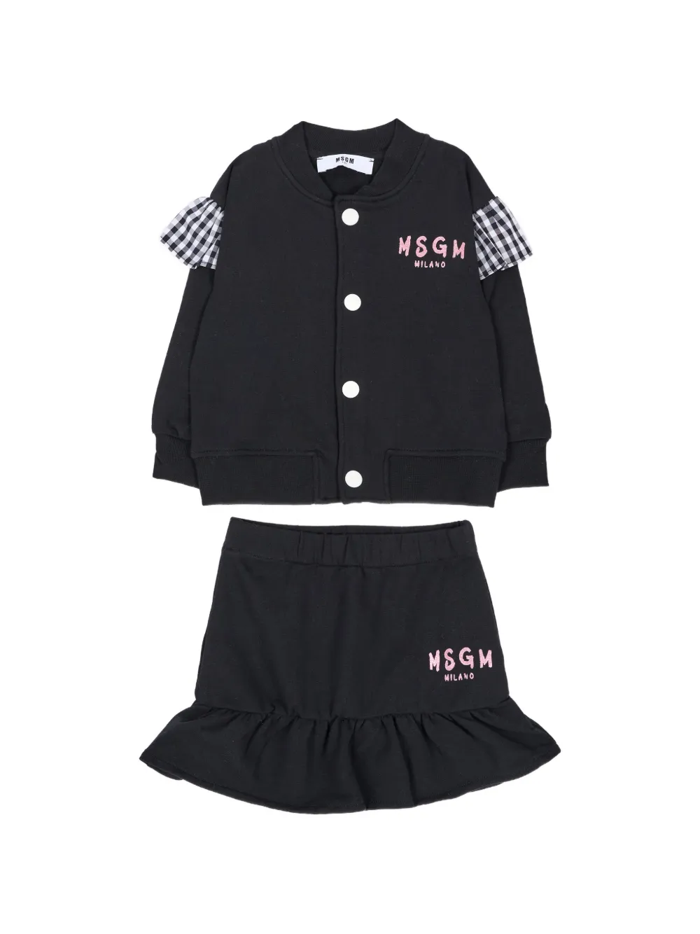 MSGM Kids Trainingspak met gingham-ruches Zwart
