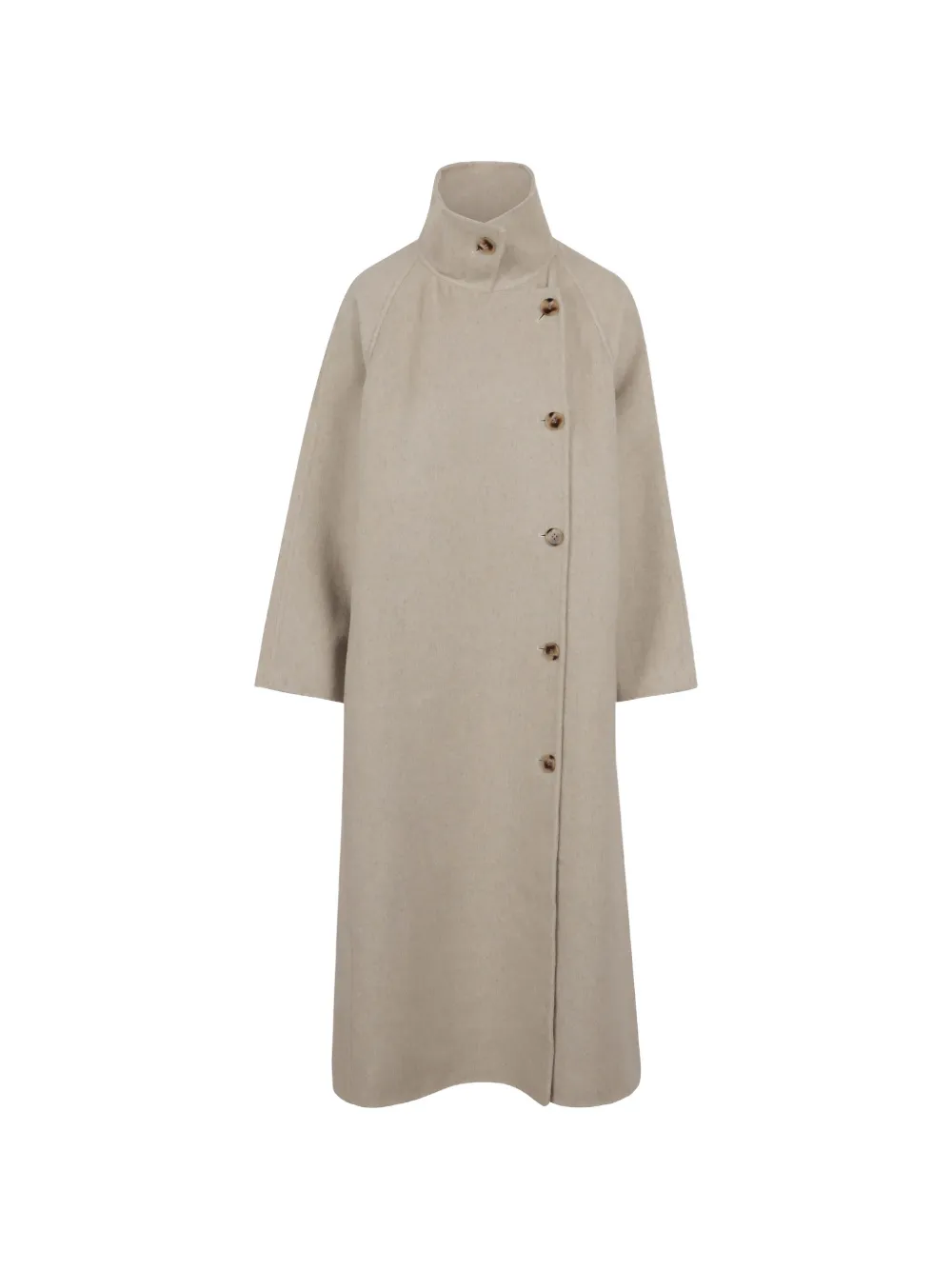 Jovonna belted asymmetric-fastening coat