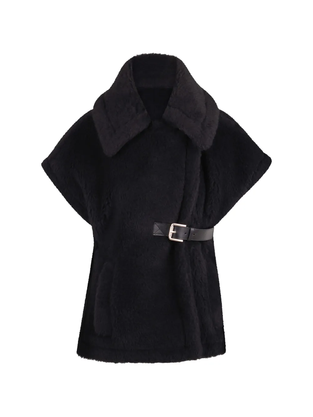 Max Mara Teddy belt-fastening cape jacket - Schwarz