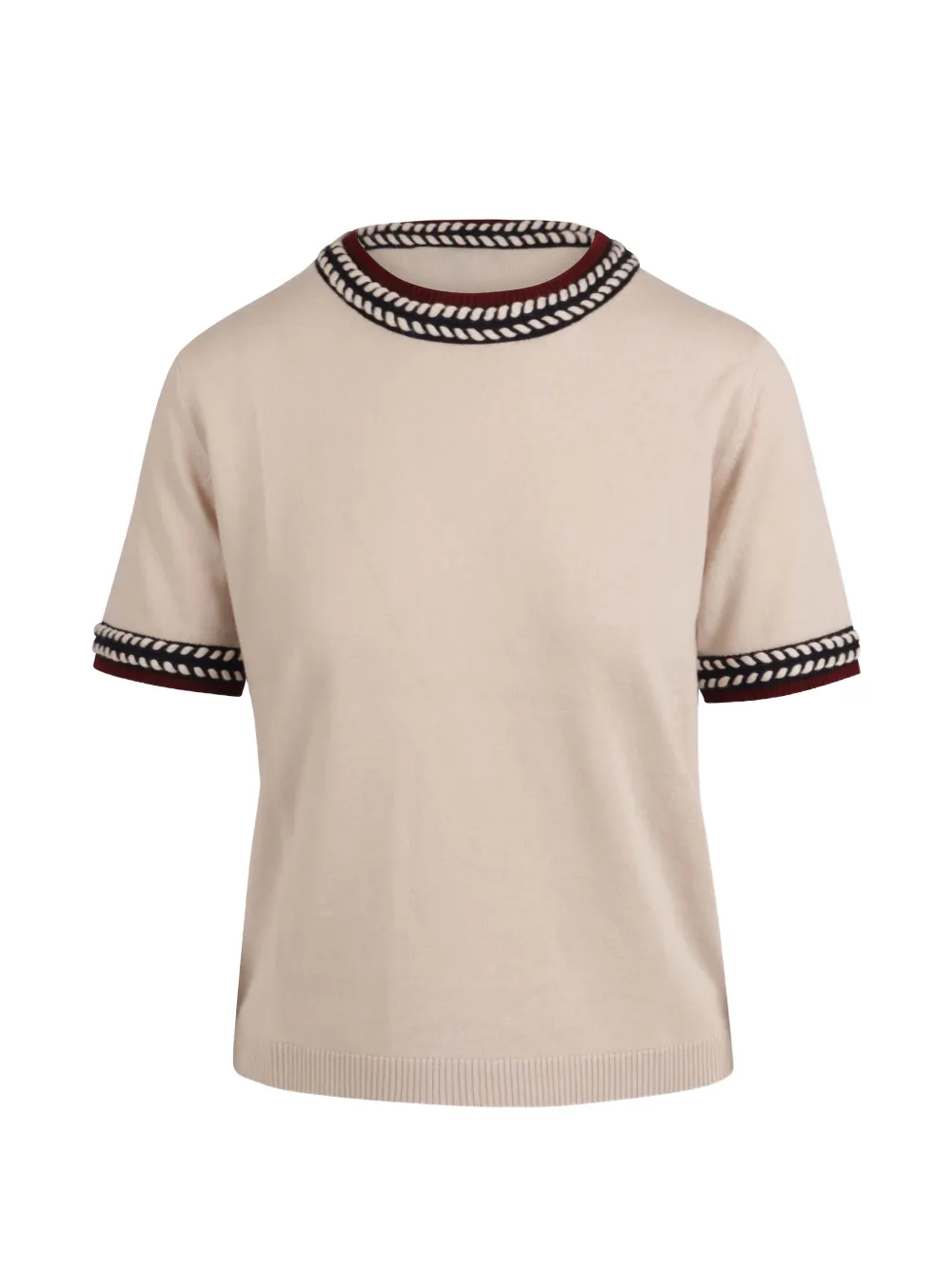 'S Max Mara embroidered-trim short-sleeve sweater - Toni neutri