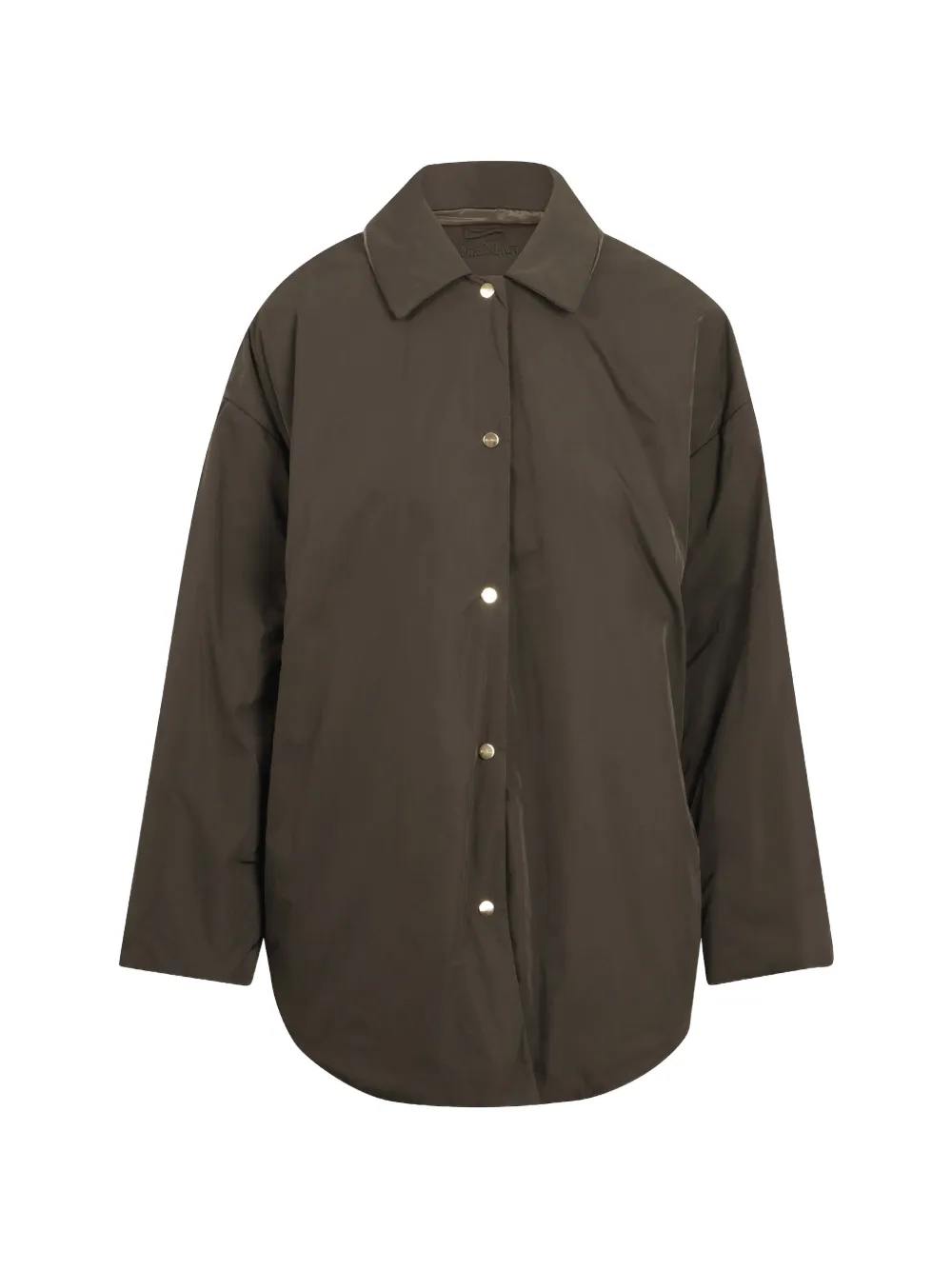 Max Mara logo-embroidered button-up jacket - Marrone
