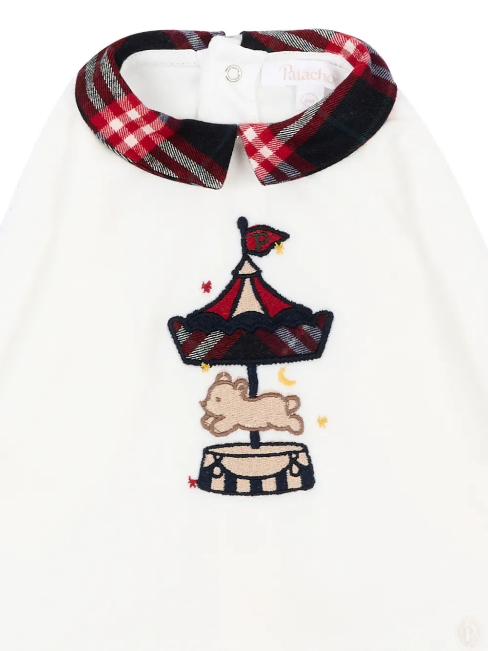 Patachou Slaappak met tartan-kraag en carrouselborduurwerk Wit