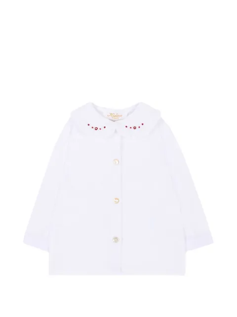 KIDIWI ruffled-collar embroidered shirt