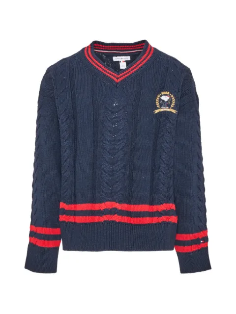 Tommy Hilfiger Junior cable-knit V-neck sweater