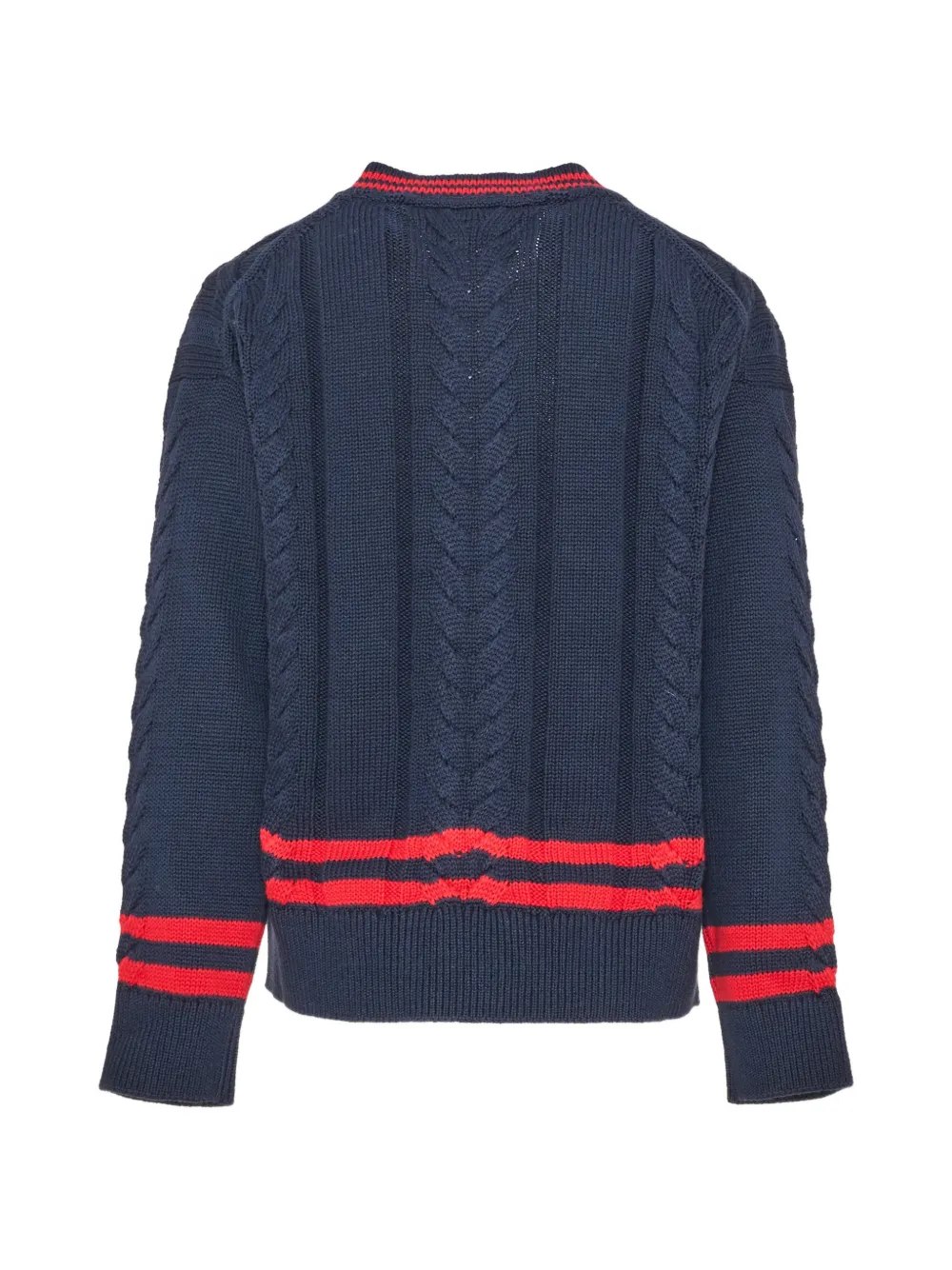 Tommy Hilfiger Junior Kabelgebreide trui met V-hals Blauw
