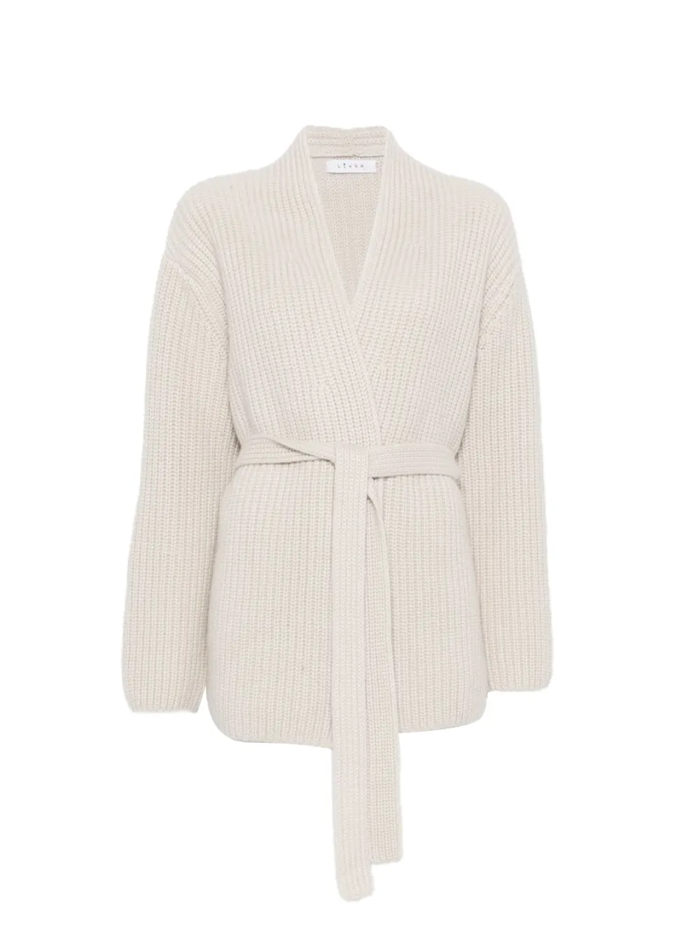 Liska belted ribbed-knit cardigan - Toni neutri