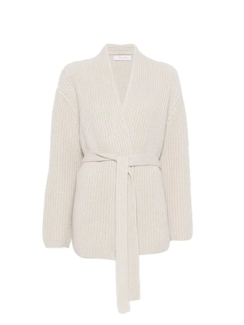 Liska belted ribbed-knit cardigan