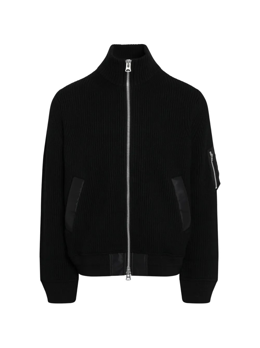 sacai ribbed-knit zip-up sweater - Black