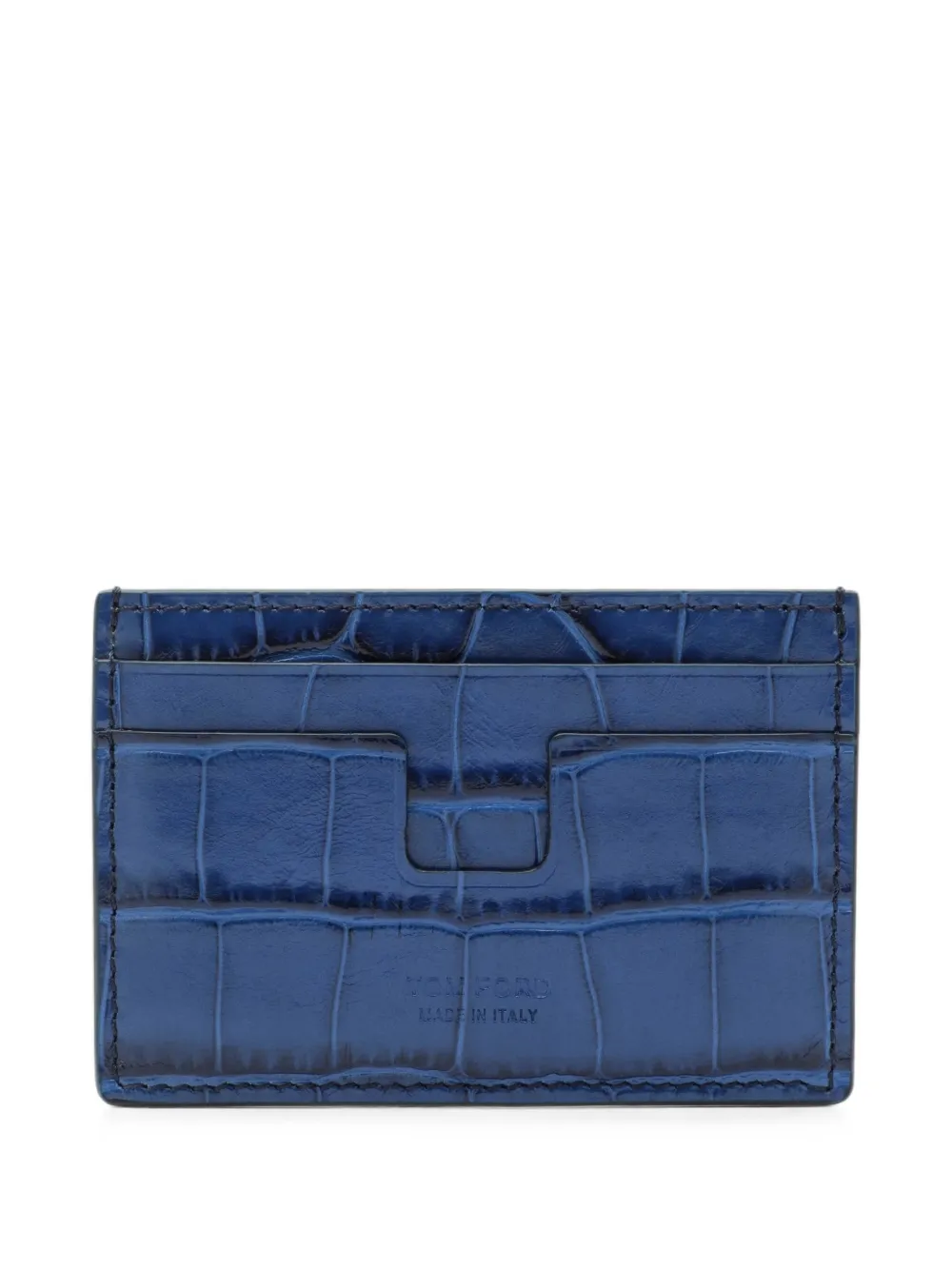 TOM FORD crocodile-effect card holder - Blu