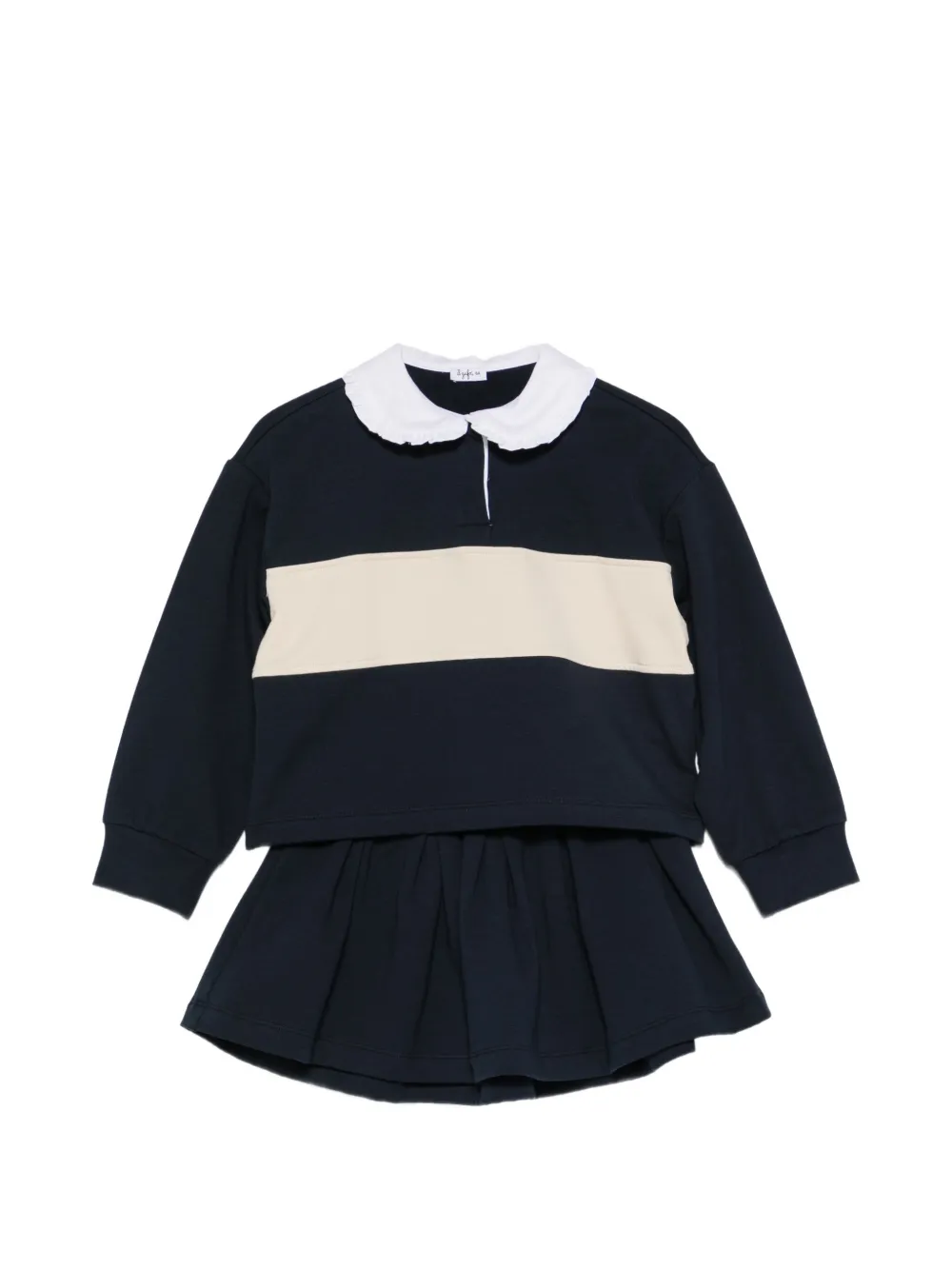 Il Gufo ruffled-collar panelled sweater and skirt set Blauw