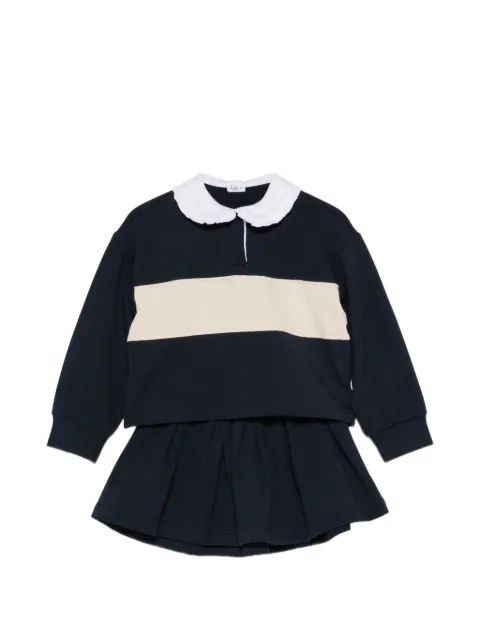 Il Gufo ruffled-collar panelled sweater and skirt set
