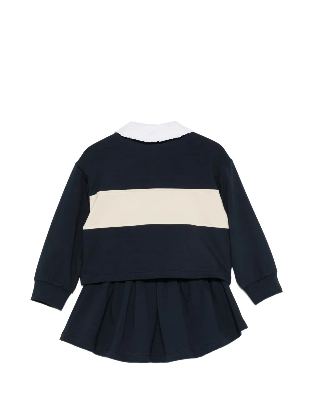 Il Gufo ruffled-collar panelled sweater and skirt set Blauw