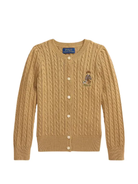POLO RALPH LAUREN KIDS Polo Bear mini-cable cotton cardigan