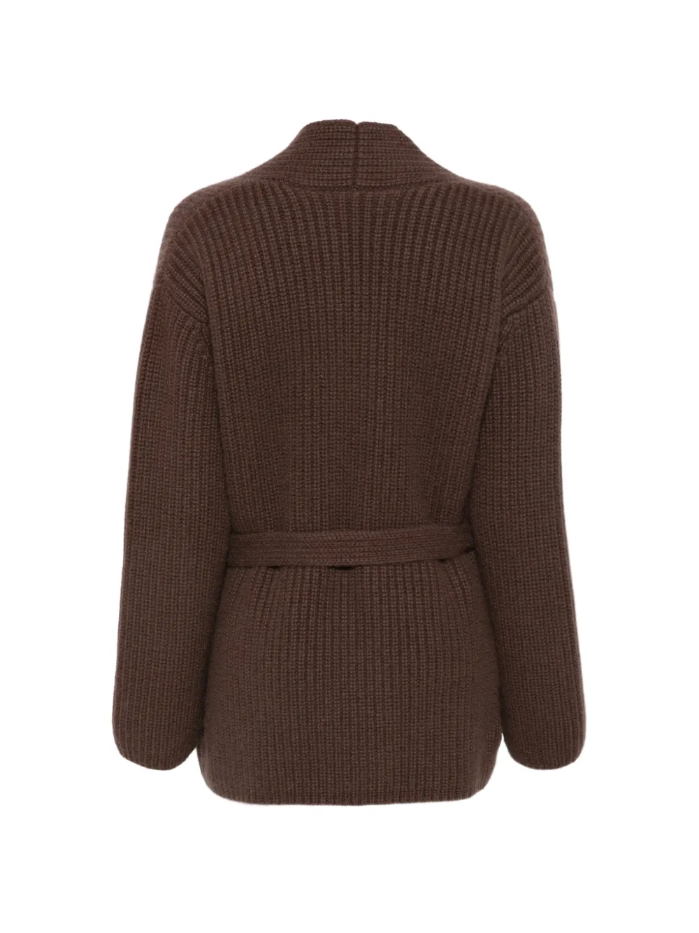 Liska Ribgebreid vest met ceintuur Bruin