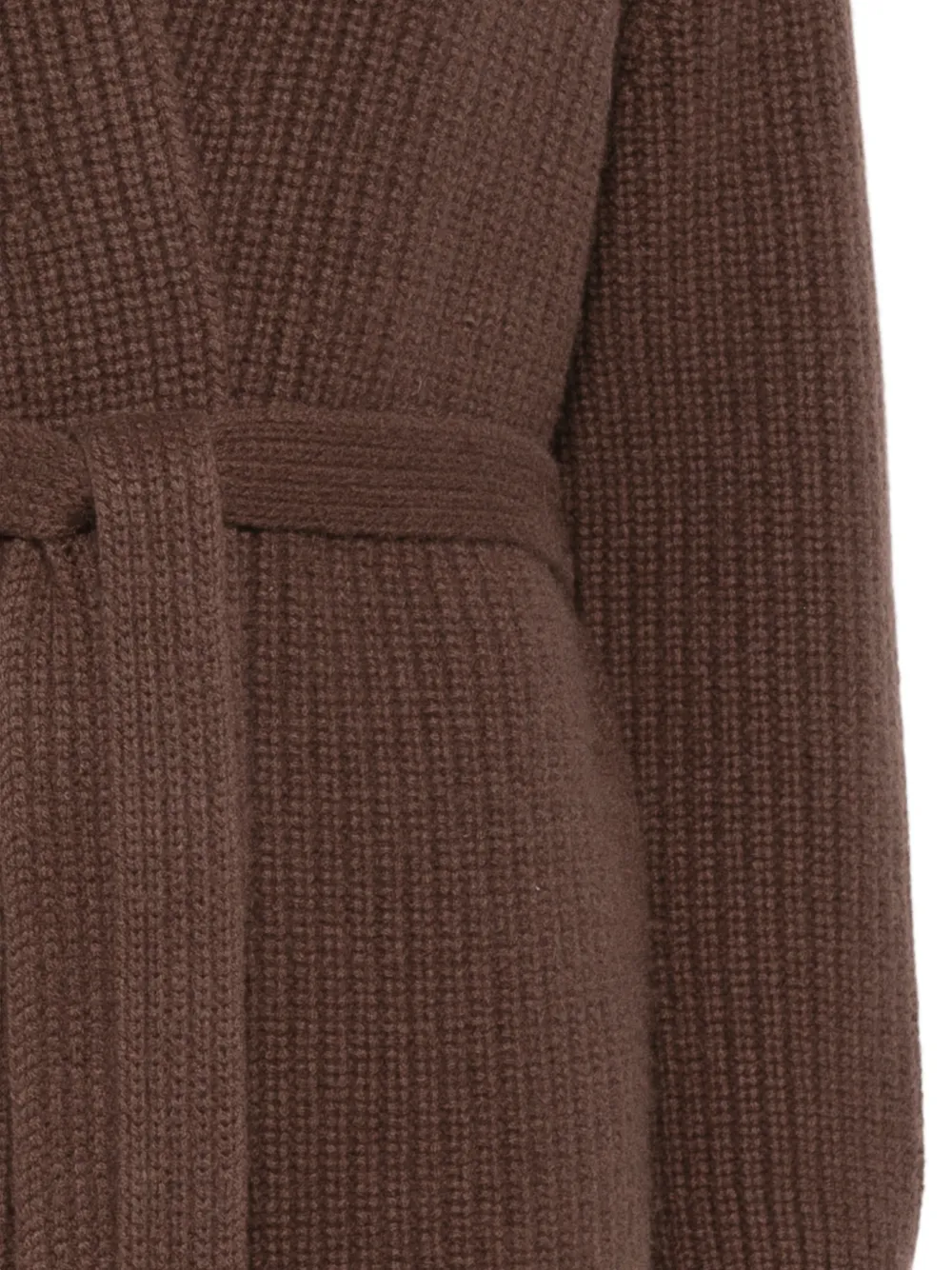 Liska Ribgebreid vest met ceintuur Bruin