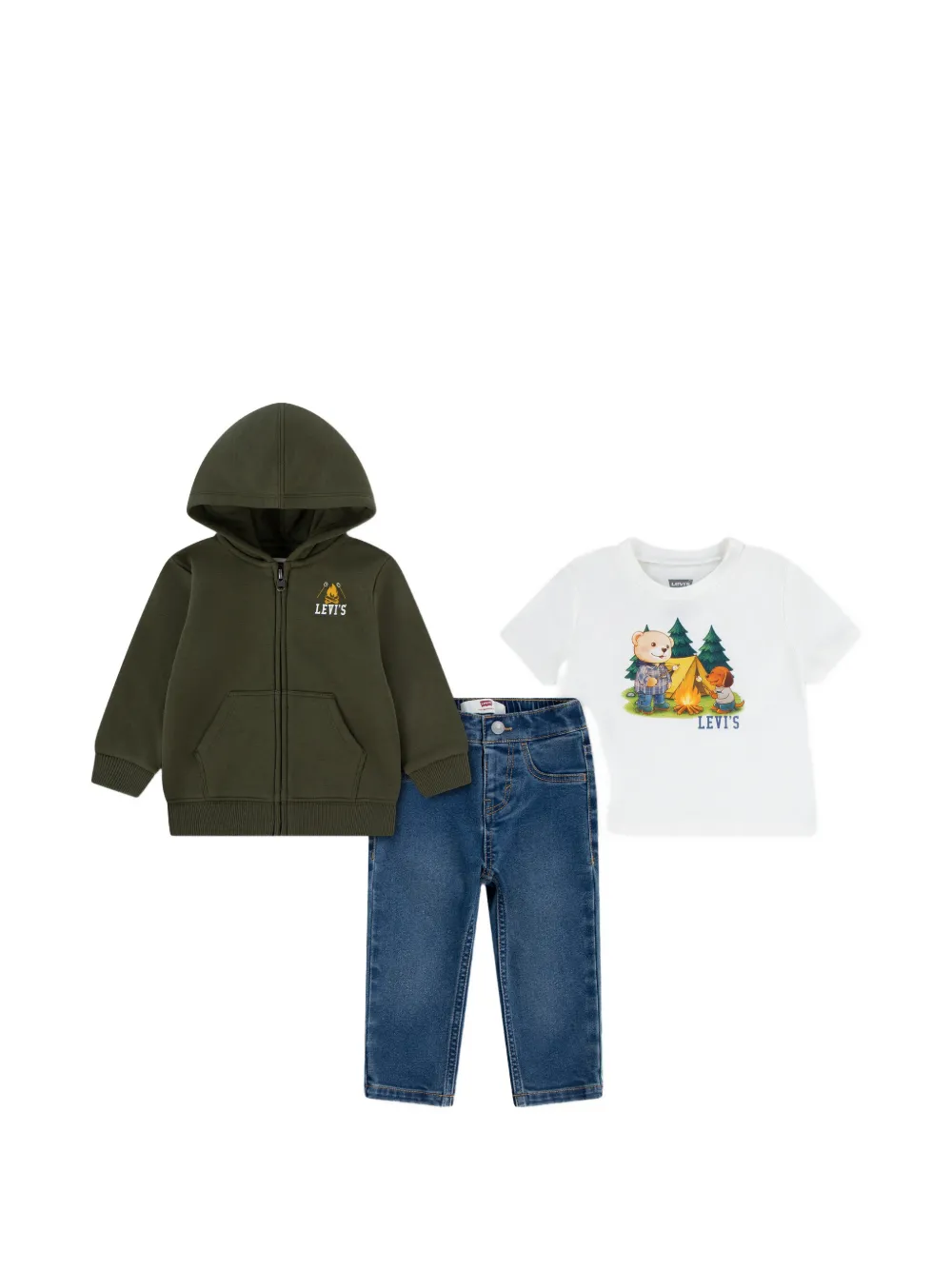 Levi's Kids graphic-print zip-up hoodie set - Verde