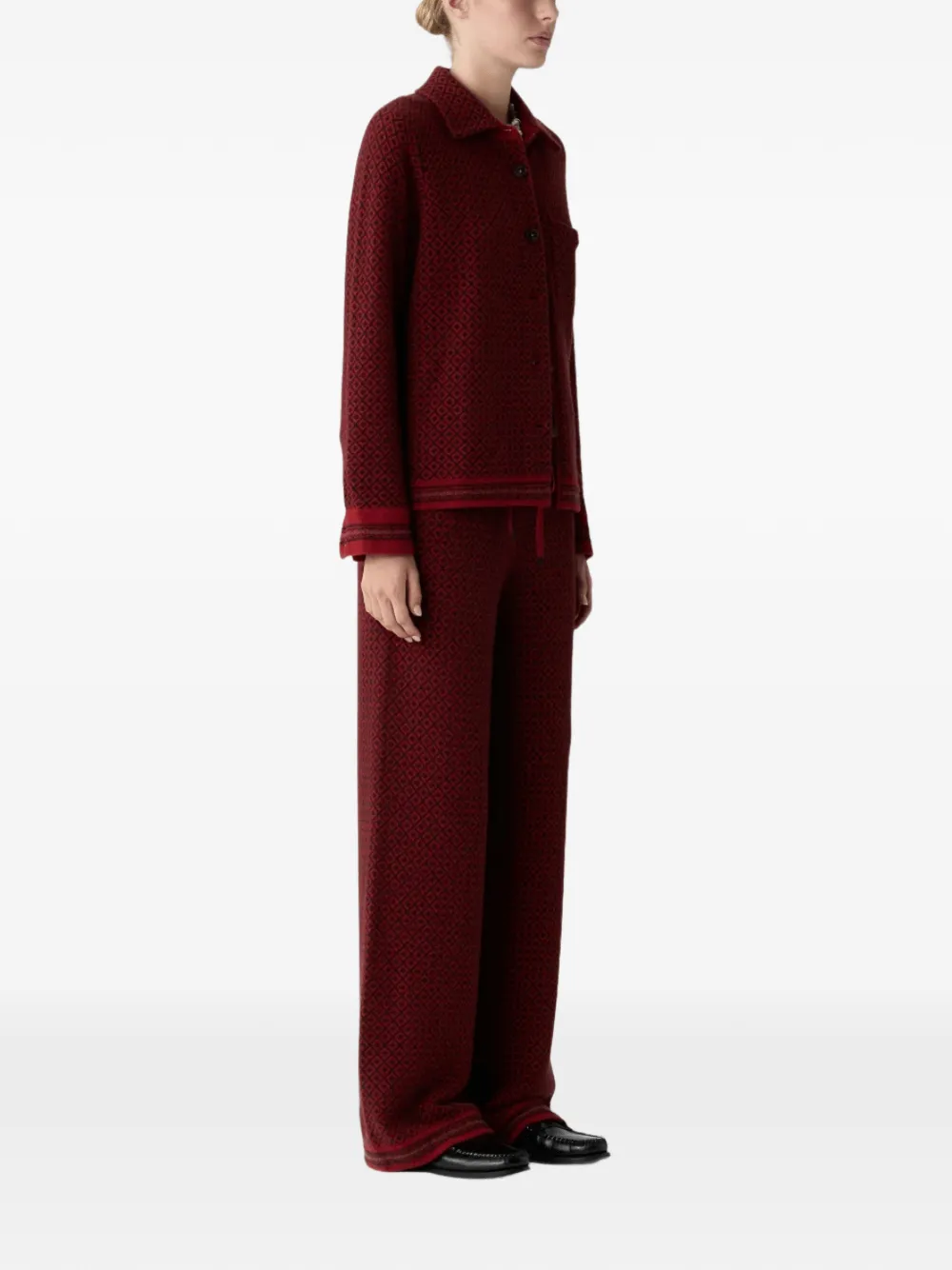Guest In Residence Dylan Marquise geometric-pattern cardigan Rood