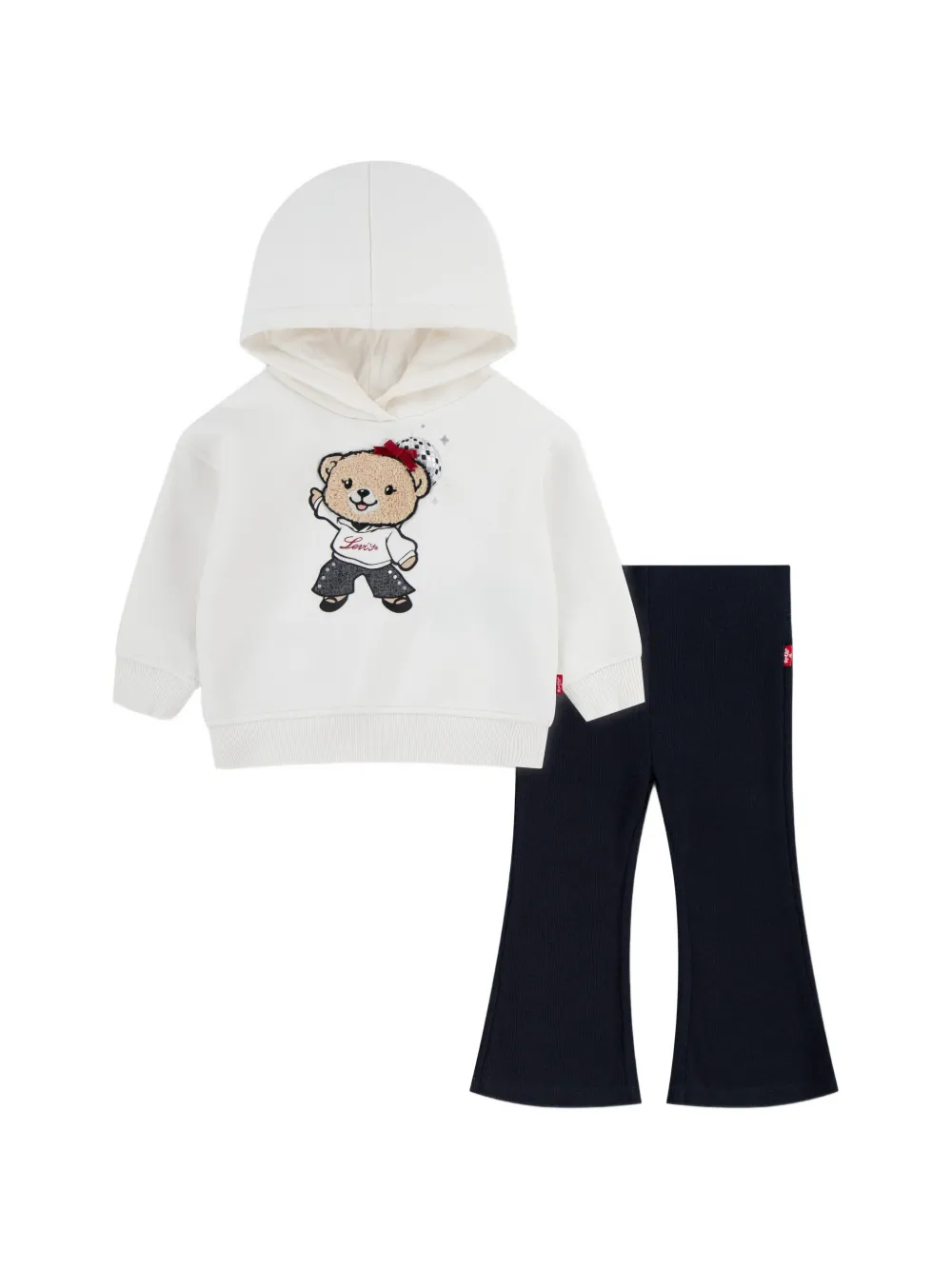 Levi's Kids teddy bear-embroidered hoodie trouser set - Weiß