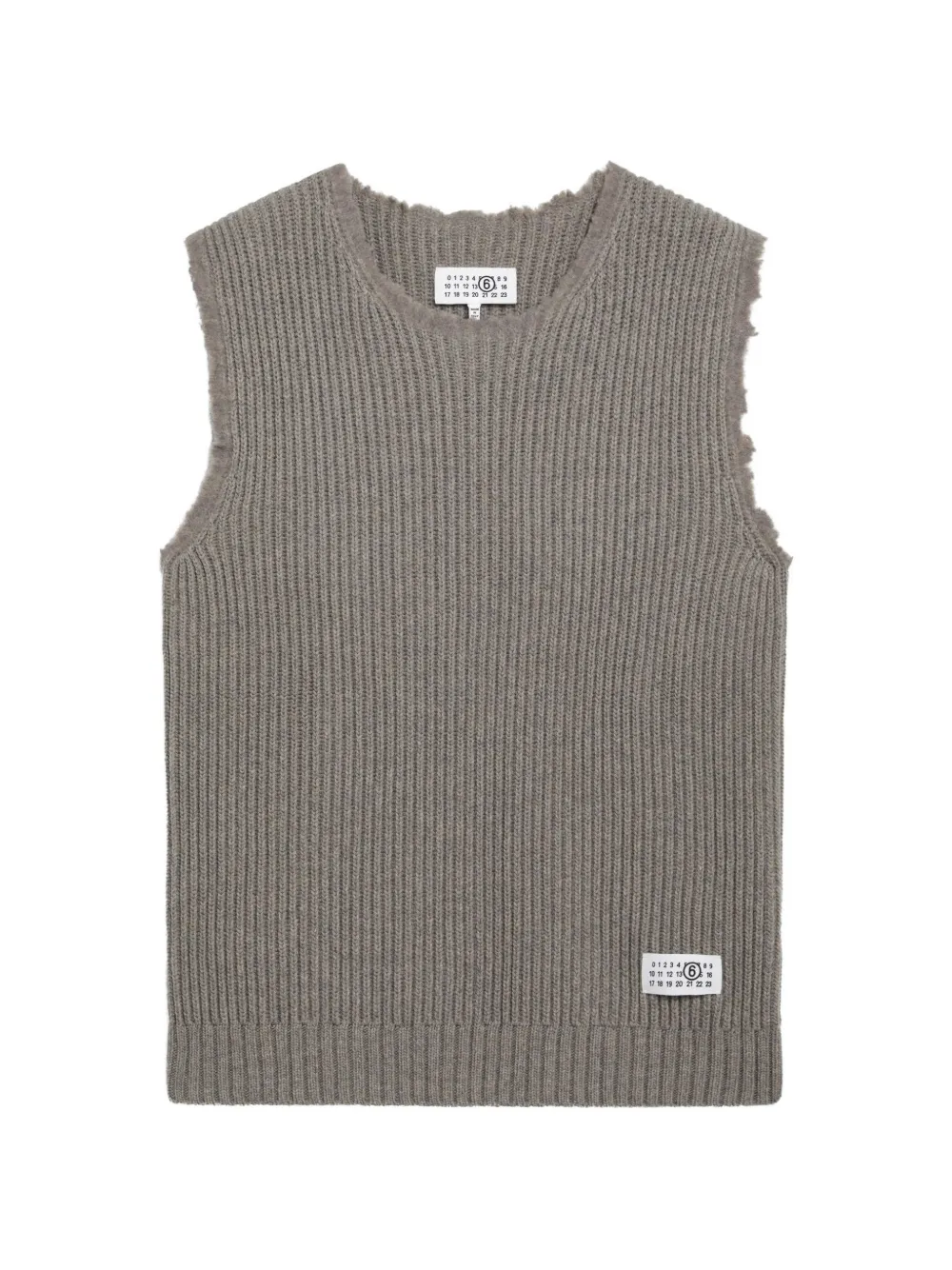 MM6 Maison Margiela frayed-edge ribbed-knit vest - Tons neutres