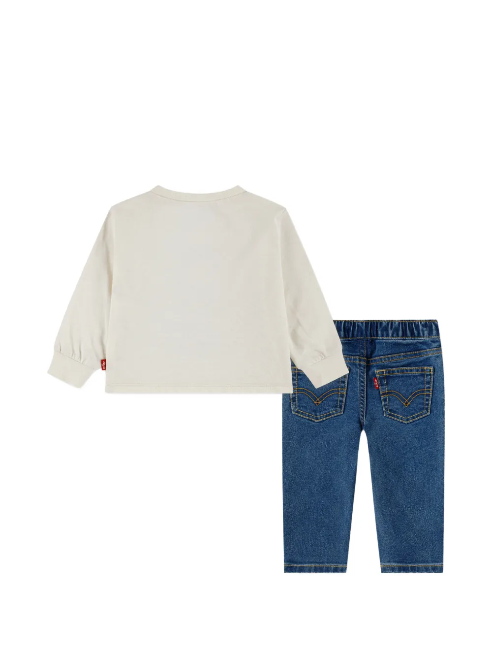 Levi's Kids Jeans en T-shirt met lange mouwen en grafische print Blauw