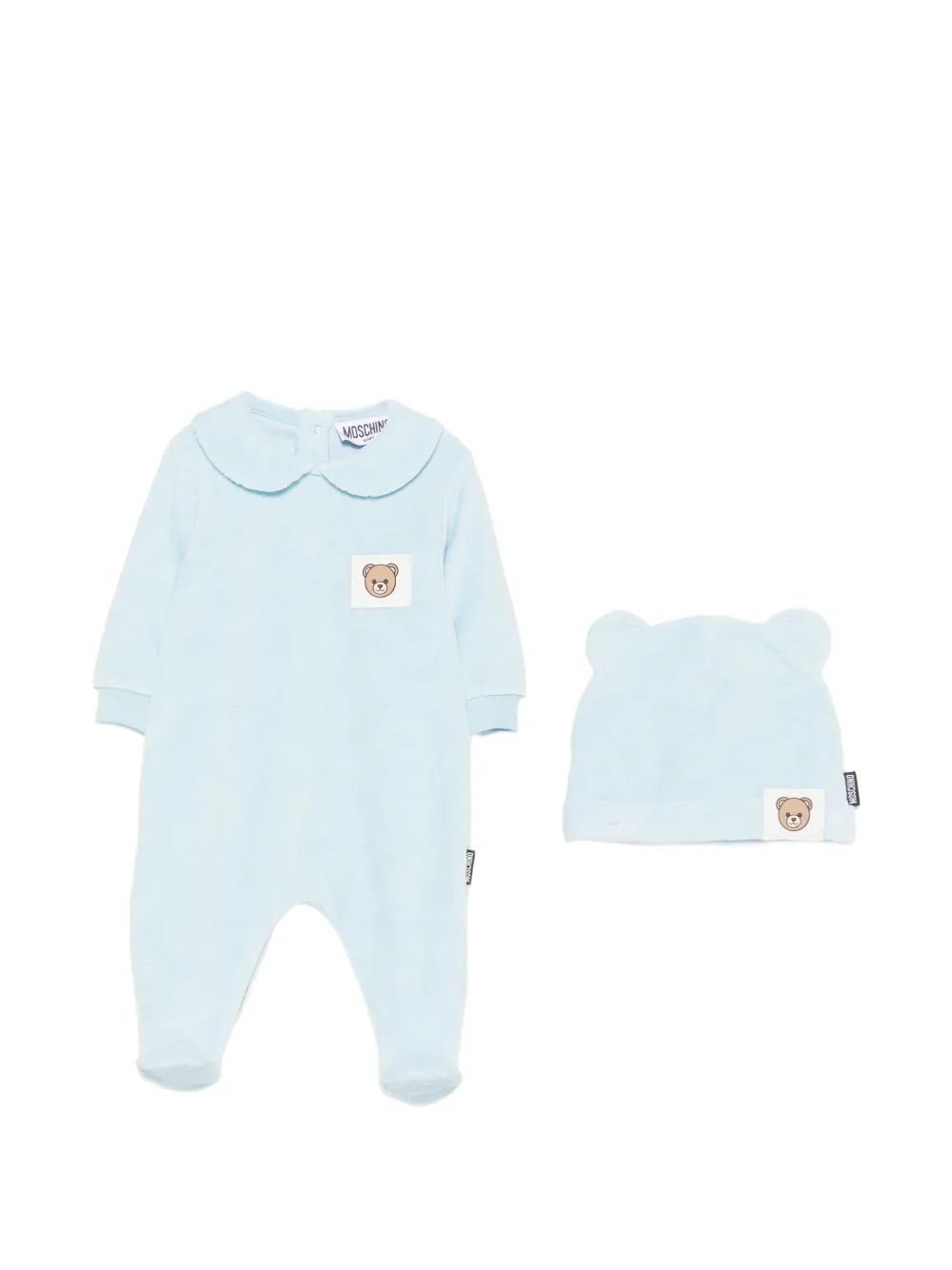 Moschino Kids Strampler-Set mit Teddy-Patch - Blau