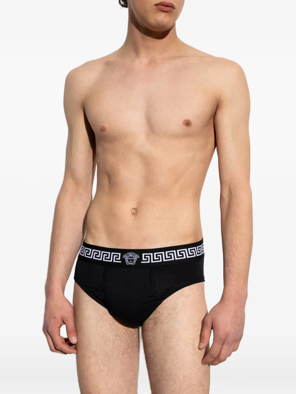 Versace Twee Greca slips met Medusa-hoofd Zwart