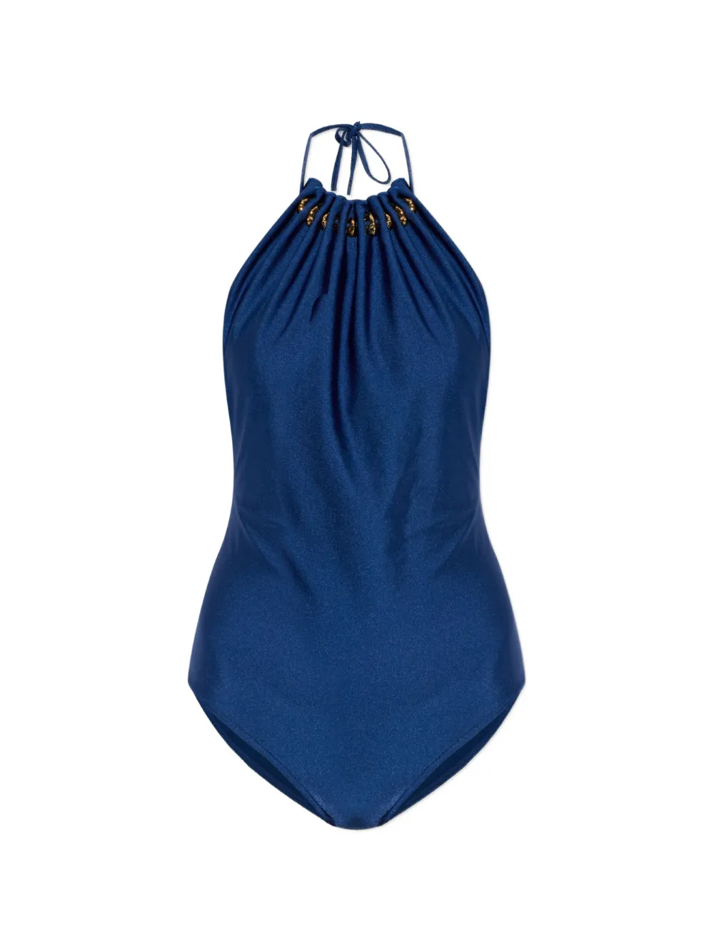 ZIMMERMANN Aster embellished halterneck swimsuit - Blau