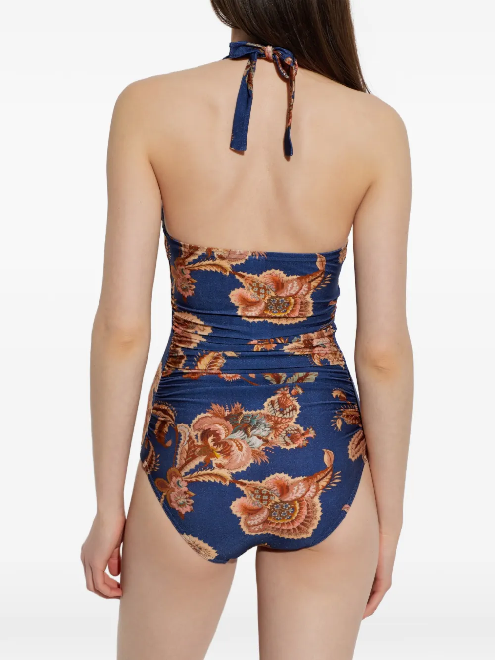 ZIMMERMANN Badpak met bloemenprint en ruches Blauw