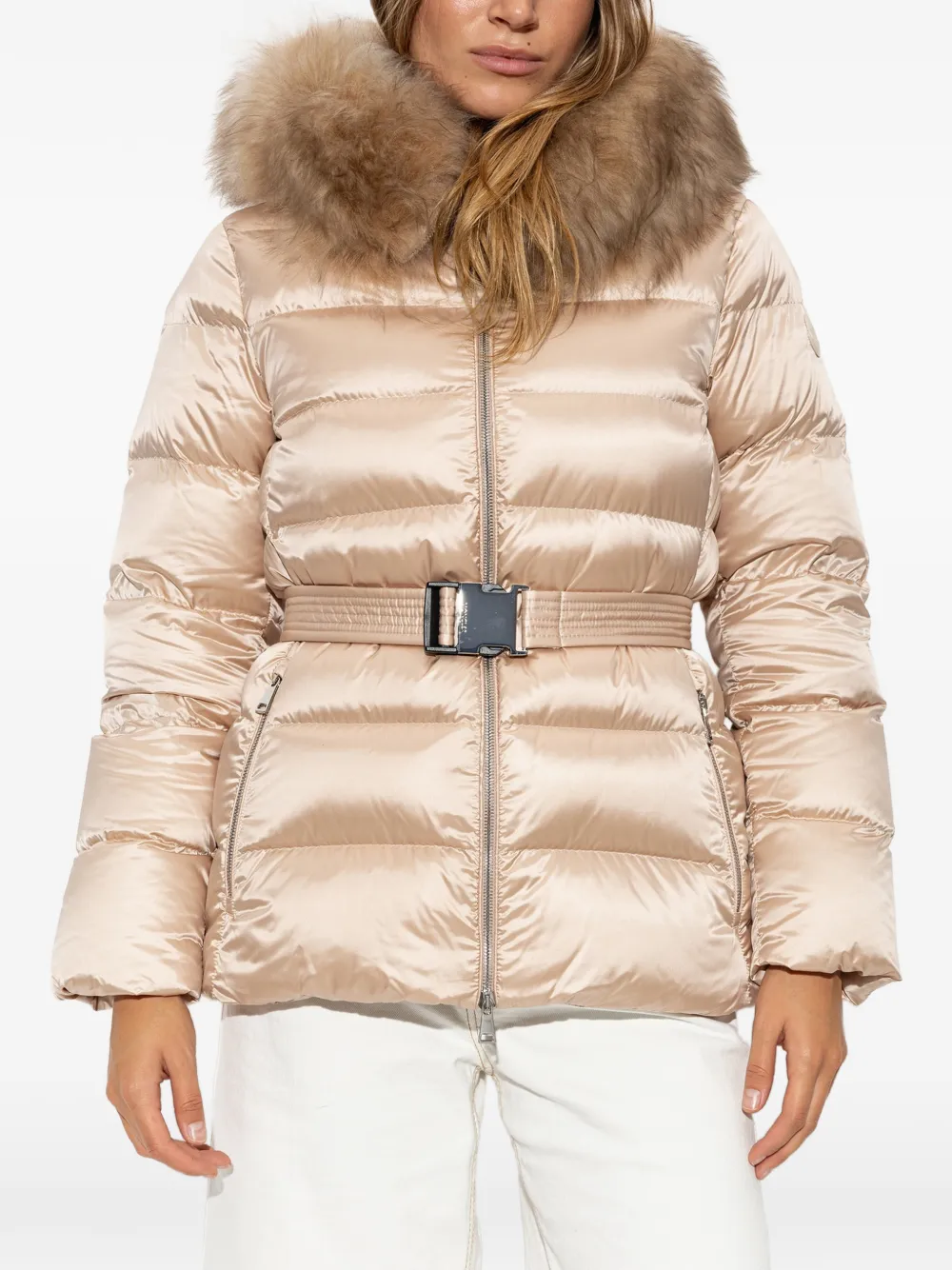 Moncler Cupidones donsjack met ceintuur Beige