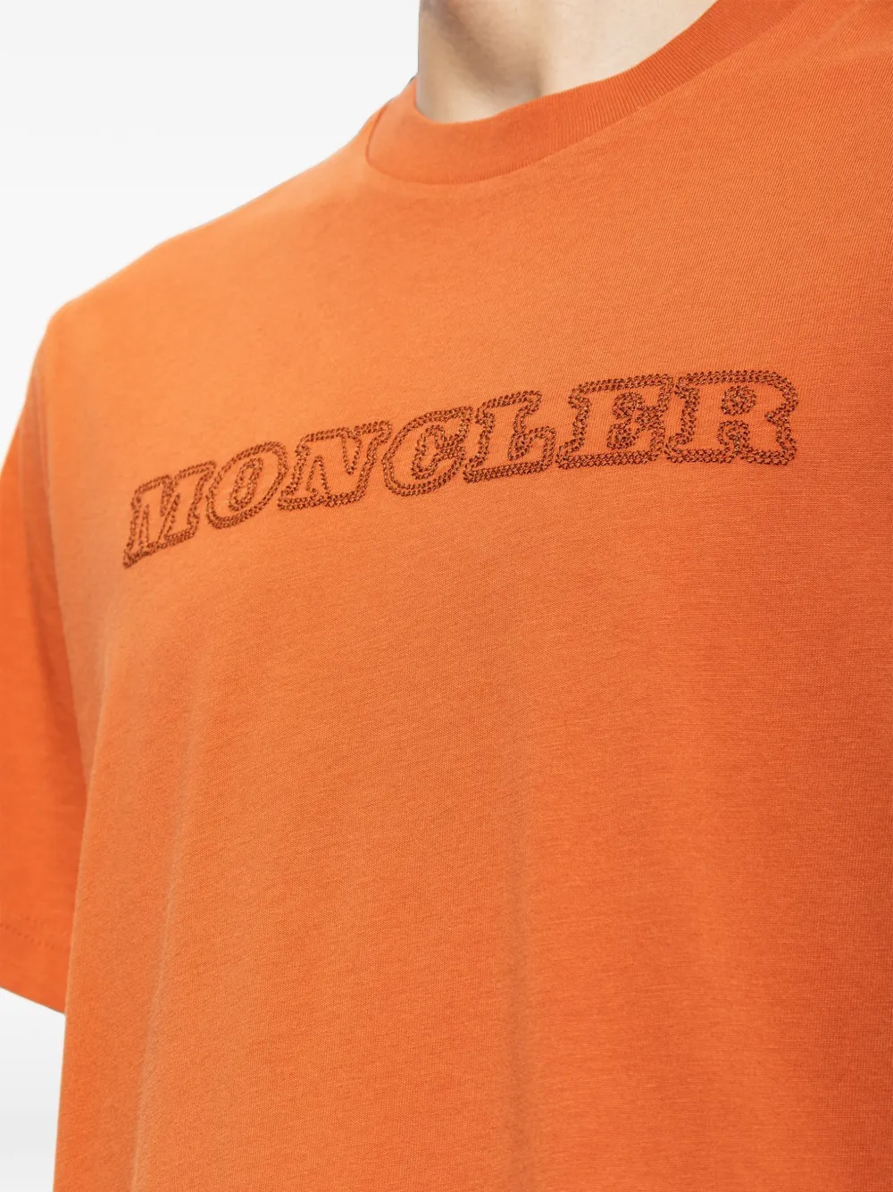 Moncler T-shirt met geborduurd logo Oranje