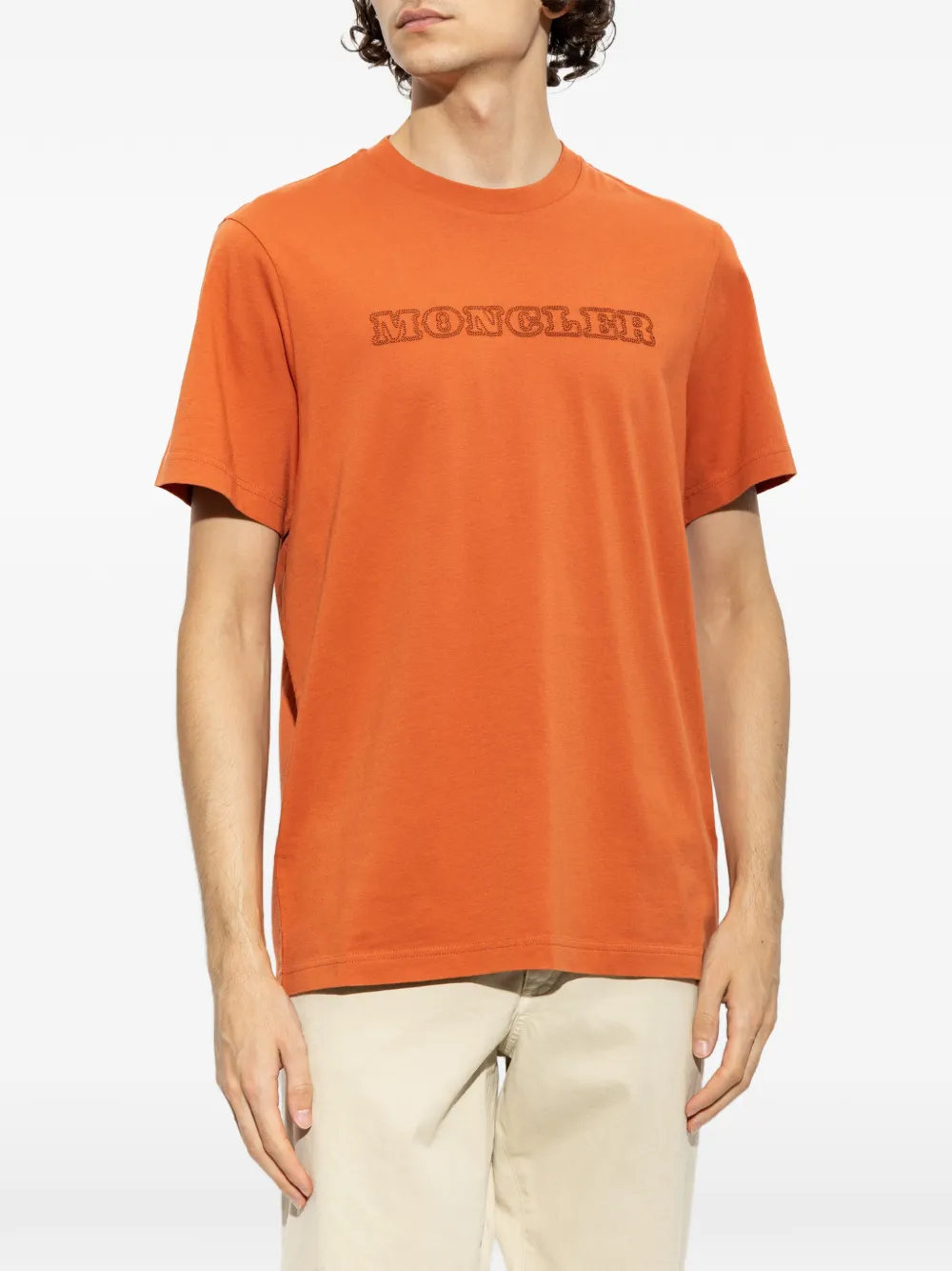 Moncler T-shirt met geborduurd logo Oranje