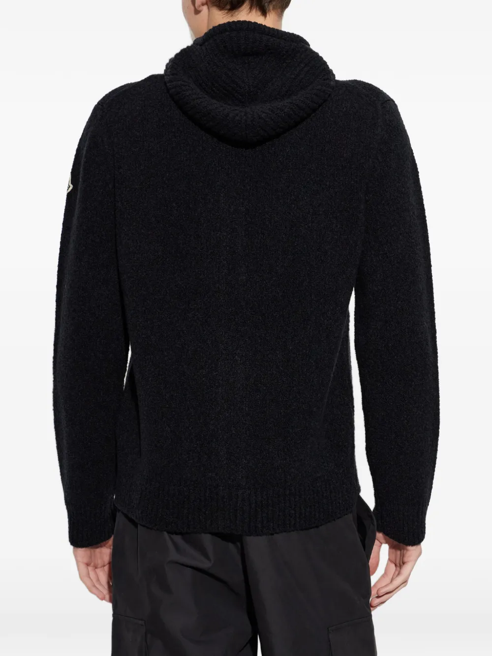 Moncler hooded zip-up cardigan Zwart